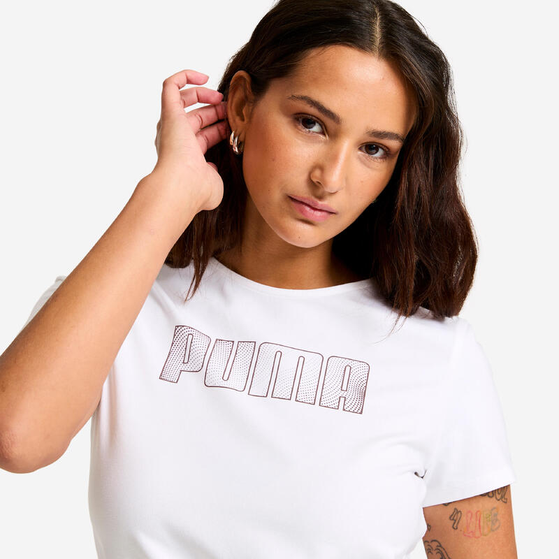 Tricou fitness din bumbac Alb Damă