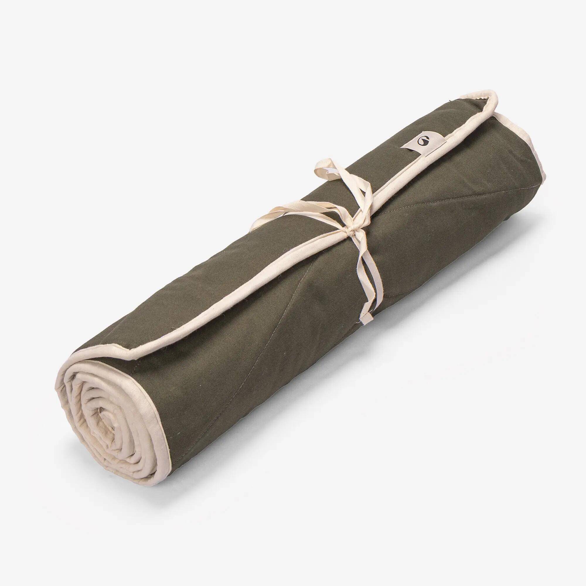 Natural Jute Mat 3mm with carry strap - Khaki Green -  1