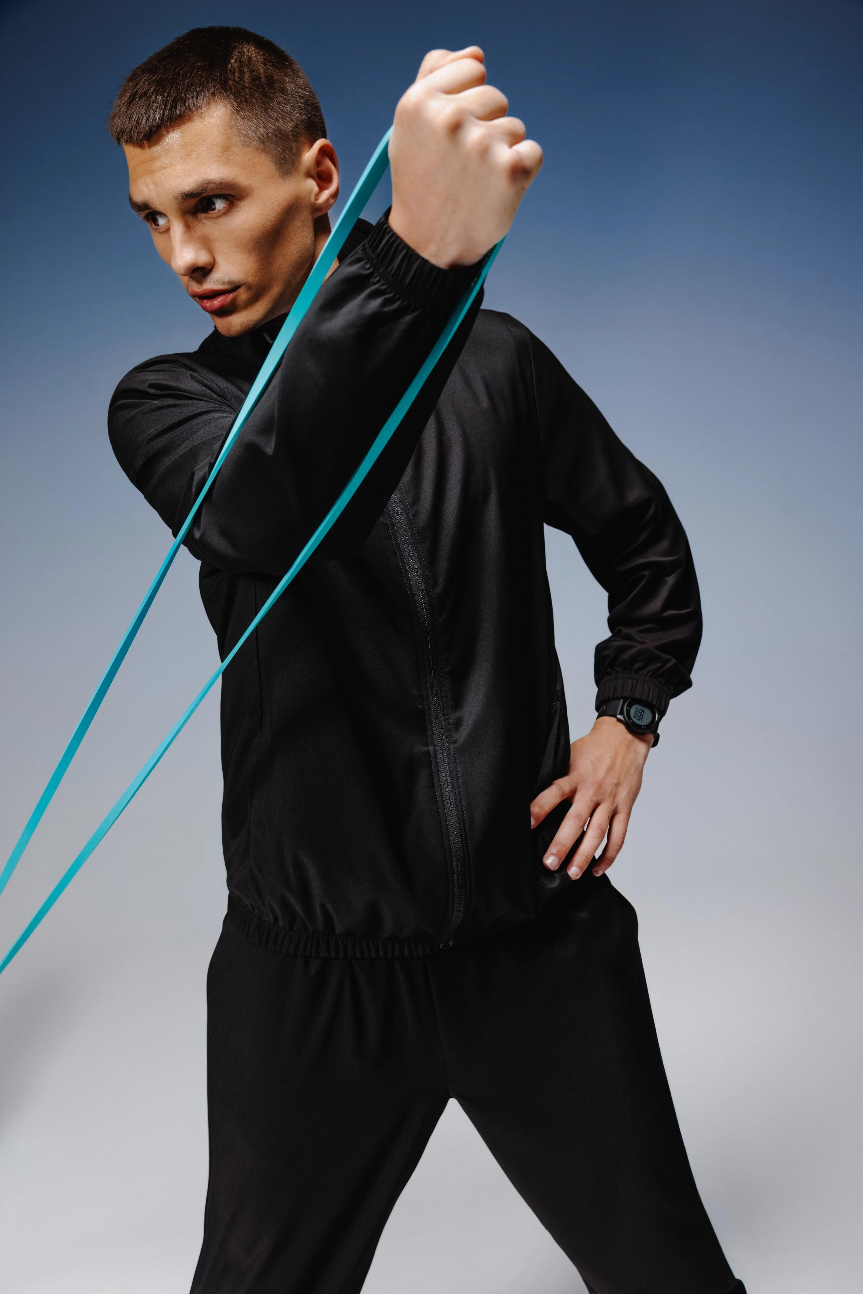 Felpa uomo palestra con zip leggera nera 7/9