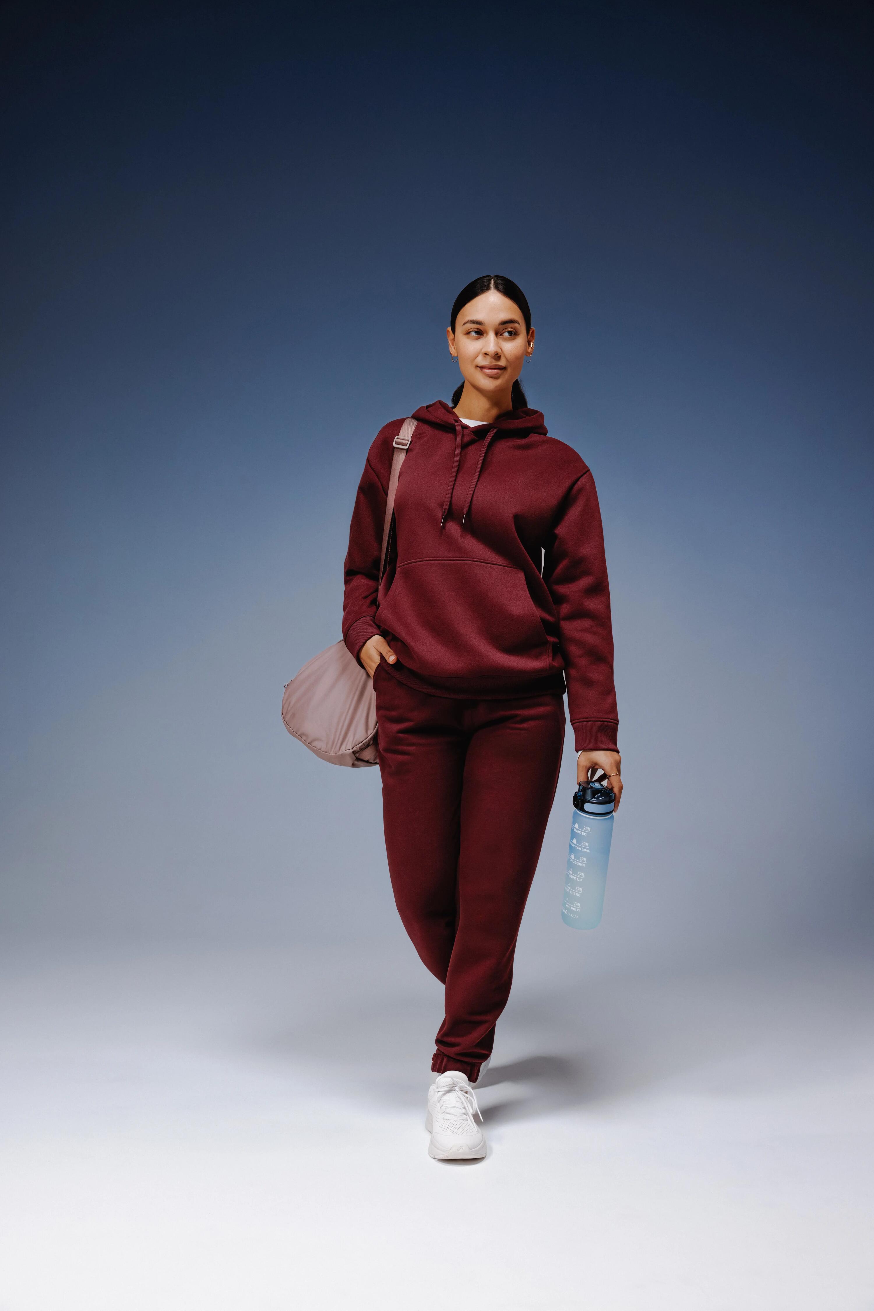 Pantalon de trening Regular 500 Fitness Essentials bordo Damă 9/16