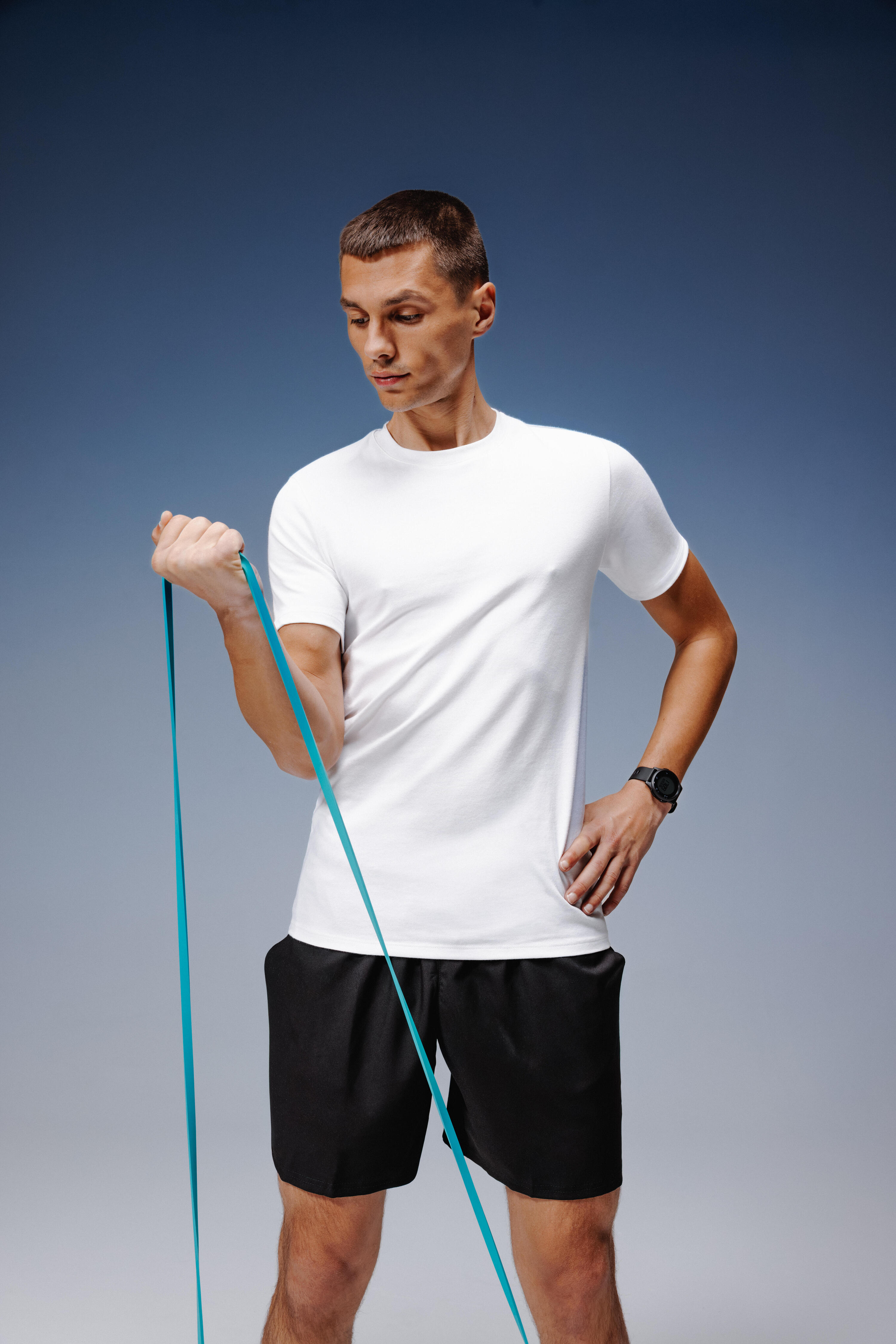Camiseta manga corta Fitness 63% algodón slim Hombre blanco 5/5