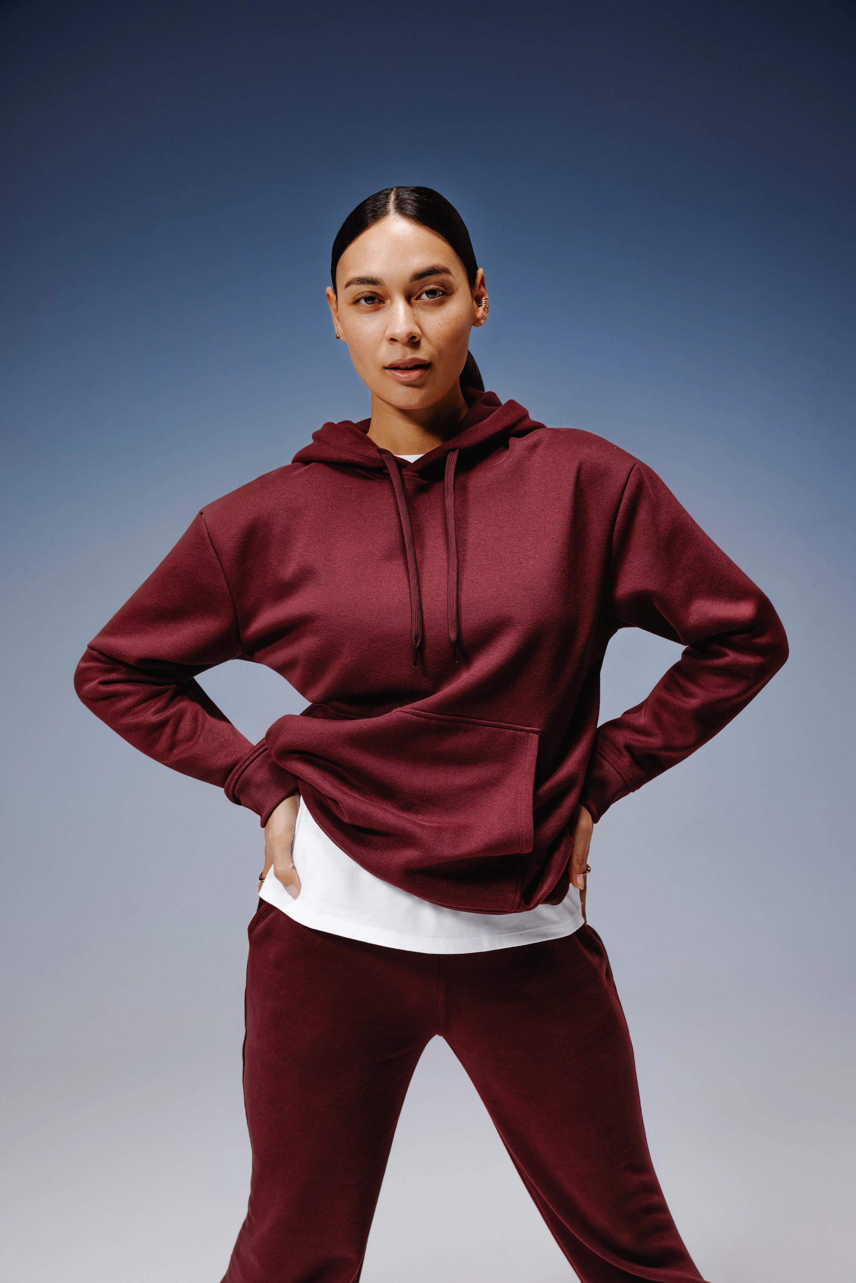 Pantalon de trening Regular 500 Fitness Essentials bordo Damă 10/16