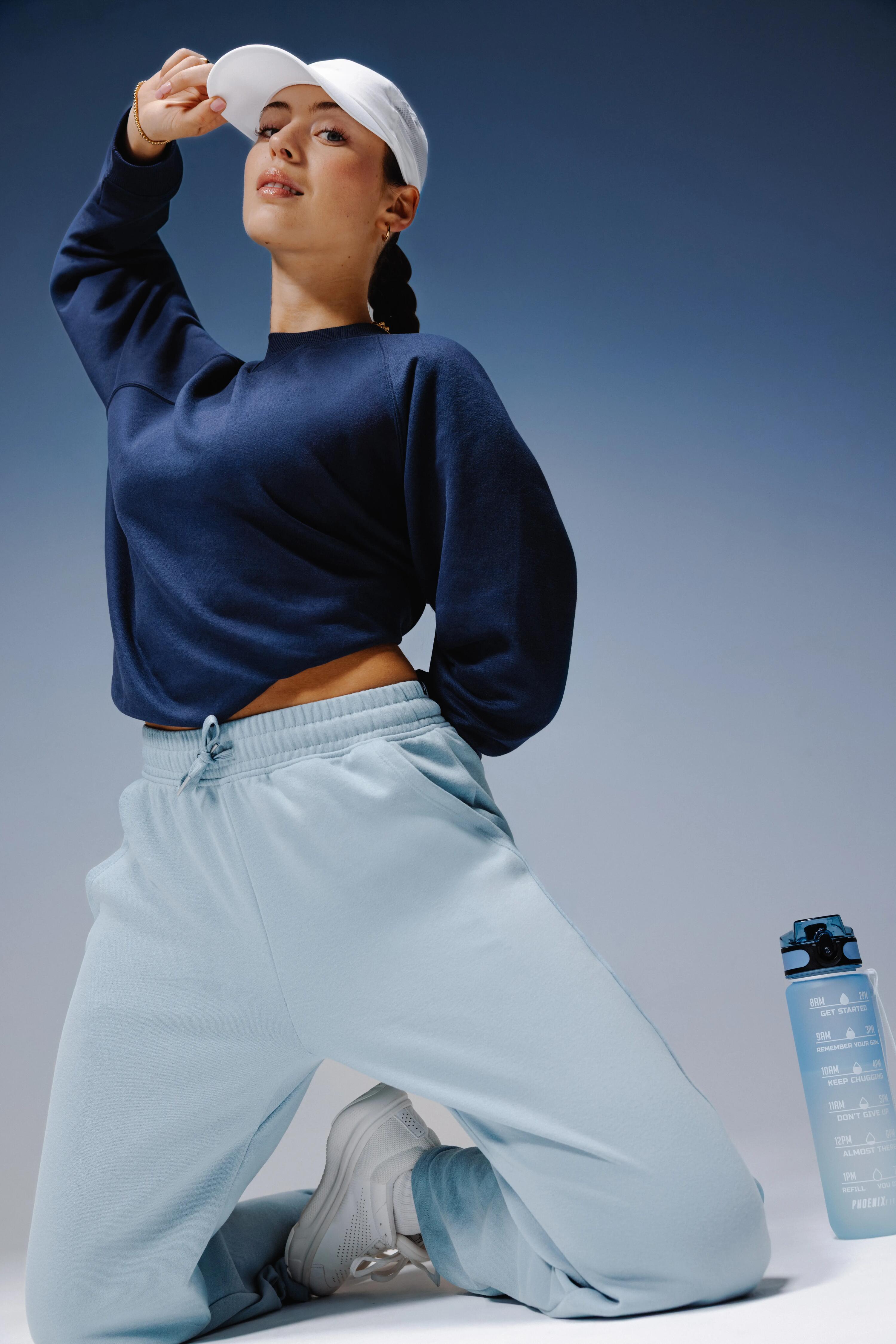 Pantalon de jogging droit en molleton, bleu clair 8/11