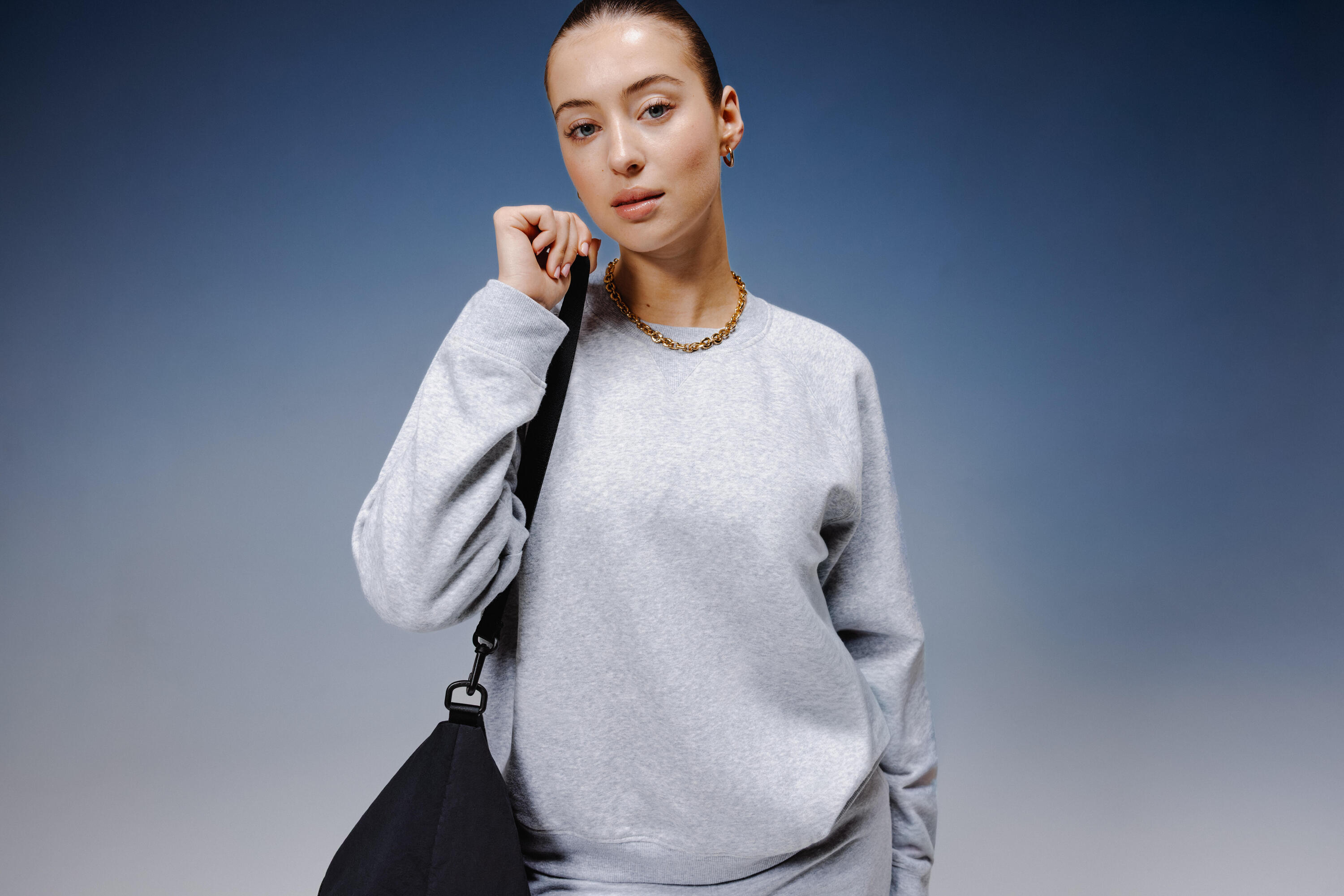 Sweat de fitness en molleton femme, gris 8/10