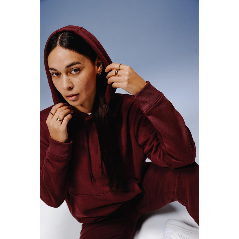 Kadın Kapüşonlu Sweatshirt - Bordo - Essentiel