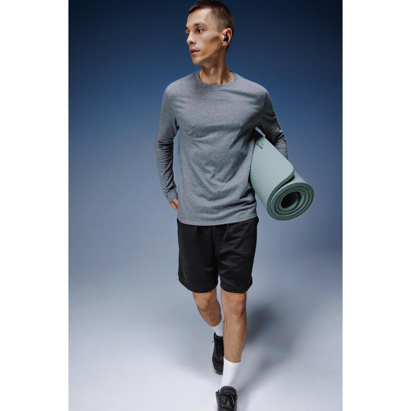 Erkek Gri Uzun Kollu Fitness Tişörtü - 100