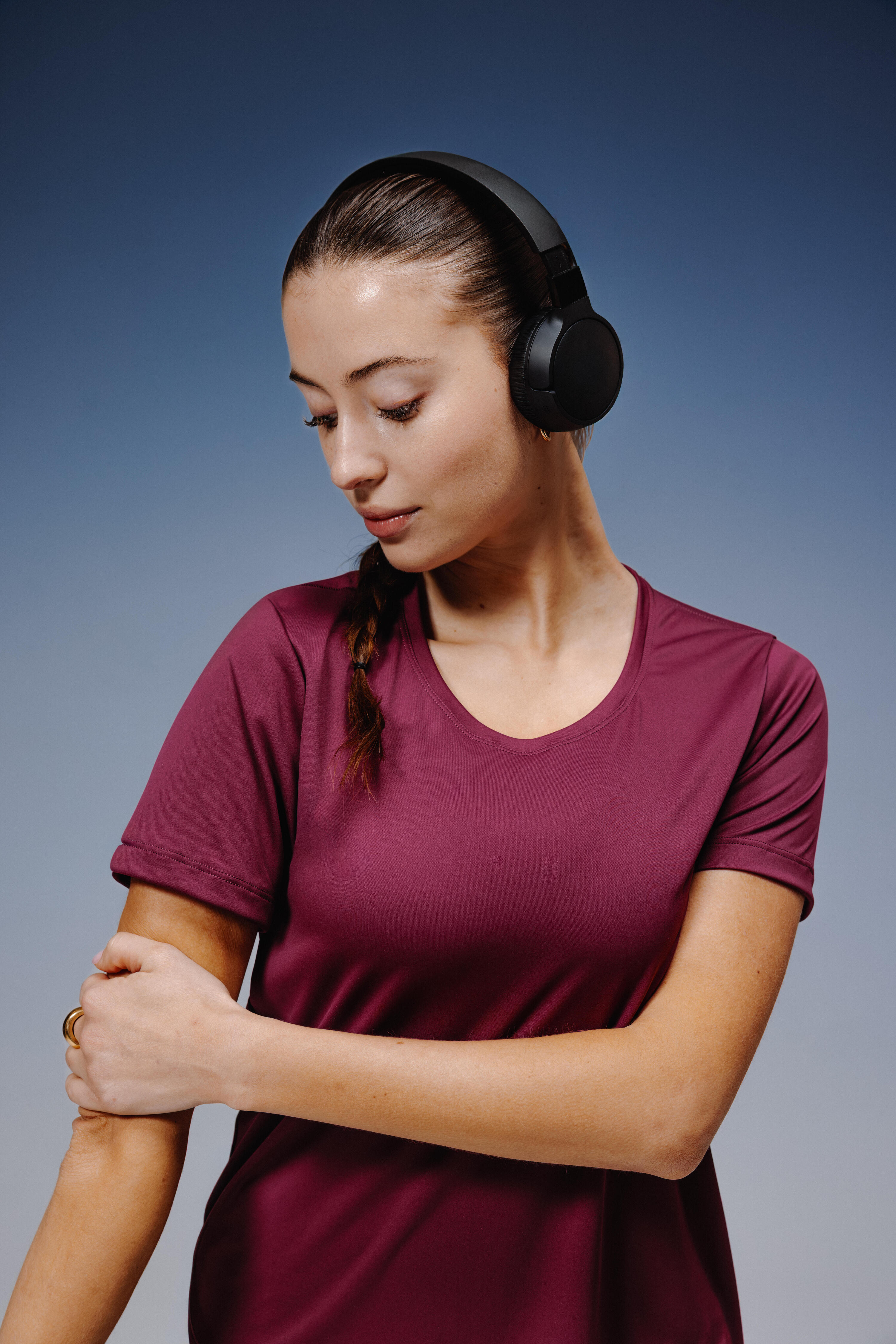 T-shirt fitness manches courtes femme, bordeaux 9/10