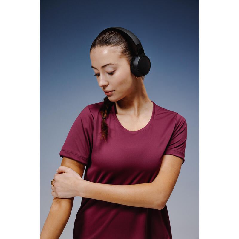Tricou de fitness cu mânecă scurtă, Bordo, Damă