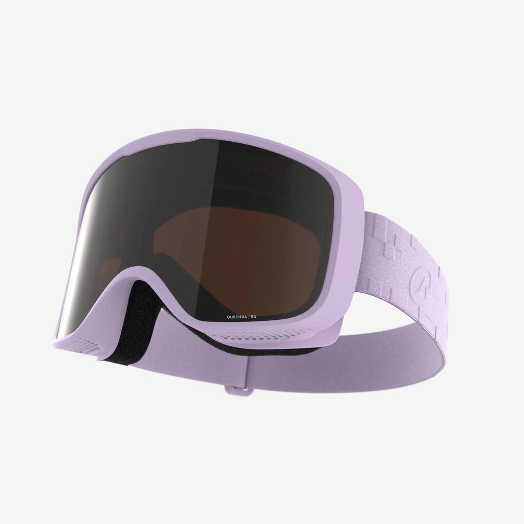 Detské okuliare na lyže a snowboard G100 S3 do jasného počasia fialové