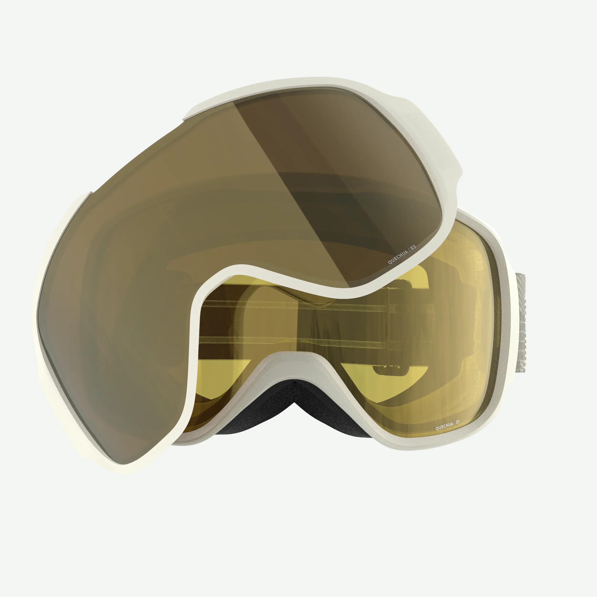 Gafas de esquí y snowboard cualquier tiempo niños y adultos, G500i, blanco  3/4