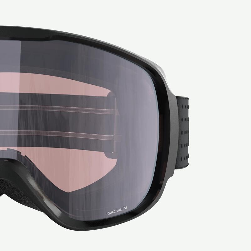 Yetişkin/Çocuk Kayak Snowboard Gözlüğü - Kötü Havalar (S1) - Siyah - G500