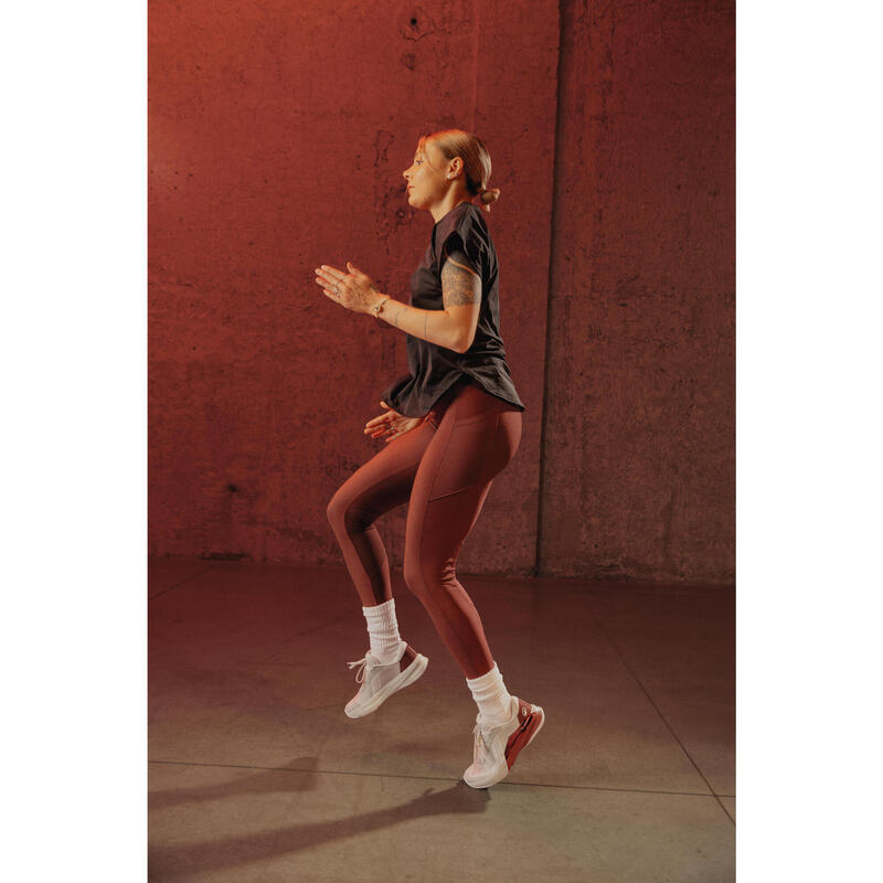 Colanți de sport cu centură elastică bordo Damă