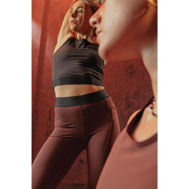 Colanți de sport talie elastică, bordo, damă