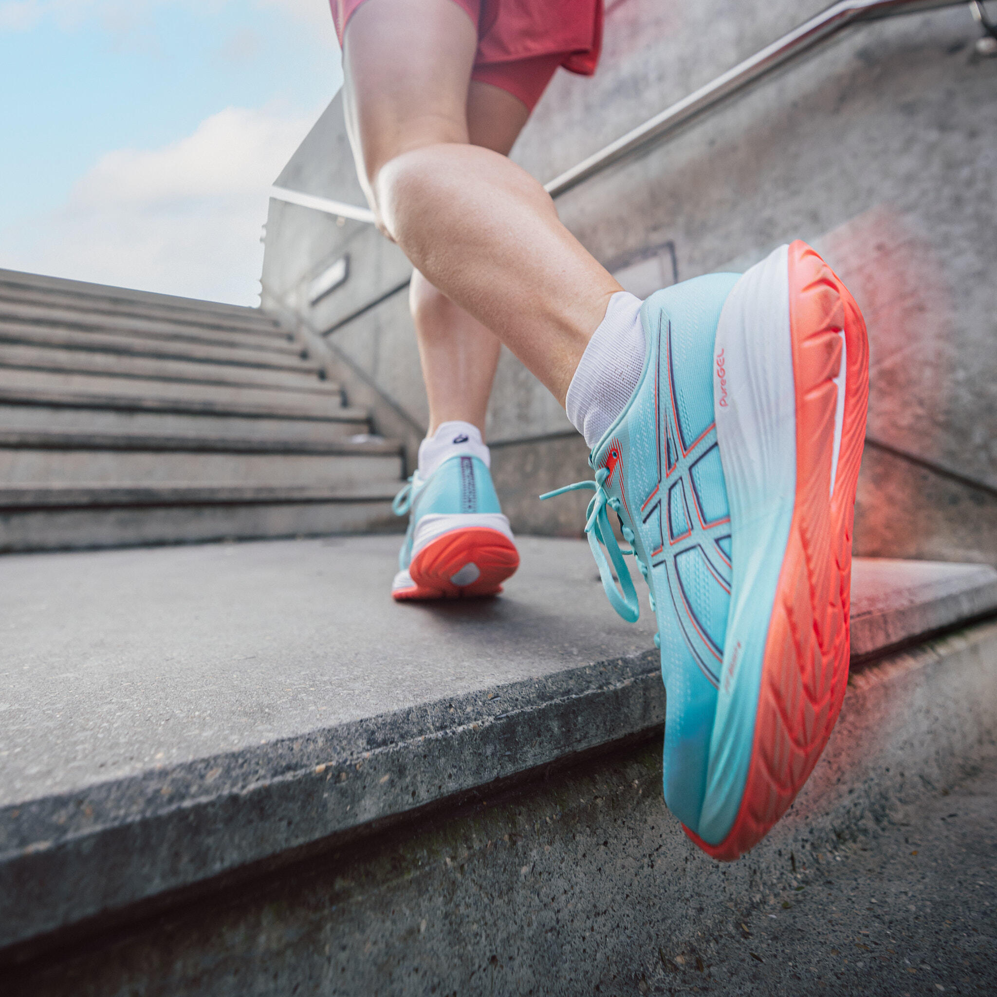 Damen-Laufschuh, Asics Gel Stratus 5 türkis und orange 2/13