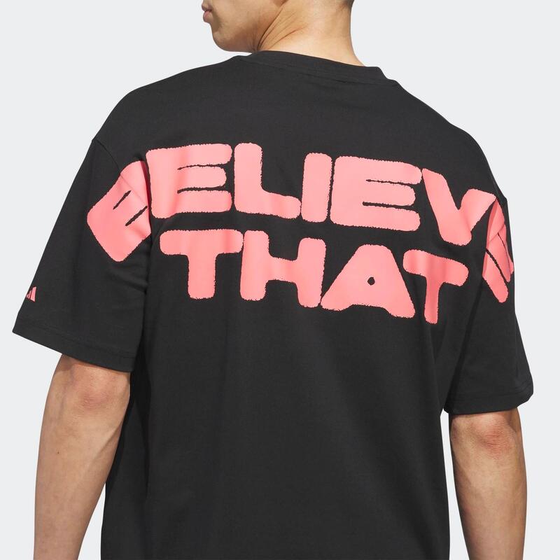 Tricou de baschet Anthony Edwards Believe That 2 negru-roșu, adulți