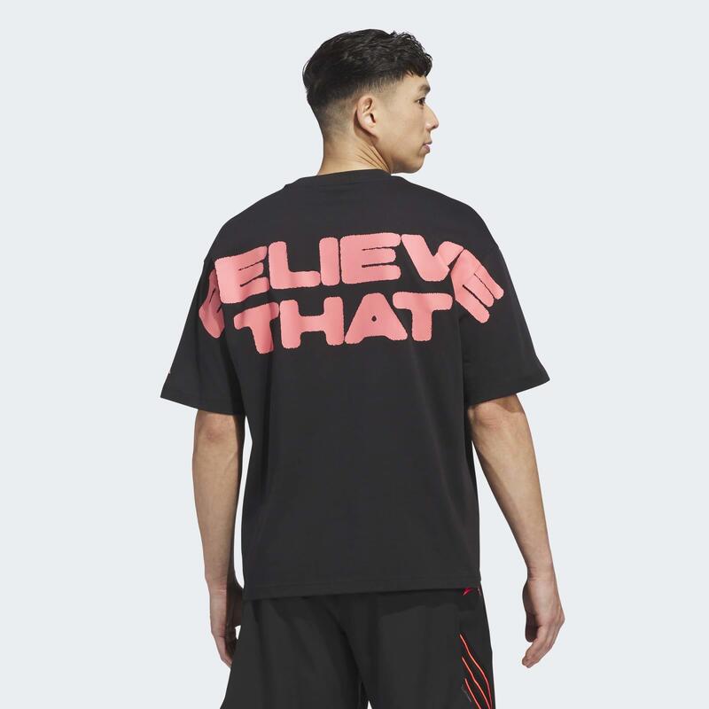 Tricou de baschet Anthony Edwards Believe That 2 negru-roșu, adulți
