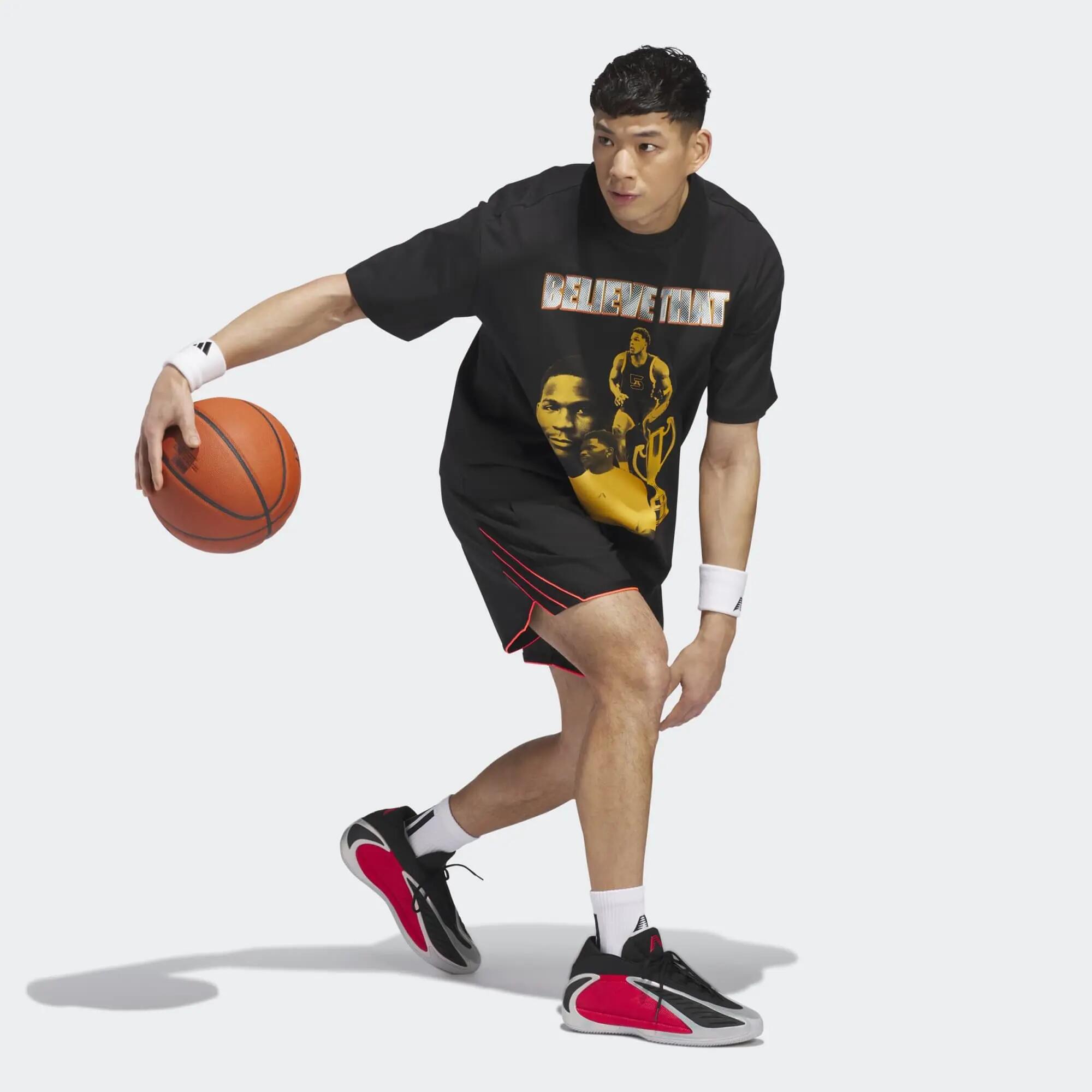 Short de Basketball Adulte - Anthony Edwards Believe That 2 noir et rouge 3/7