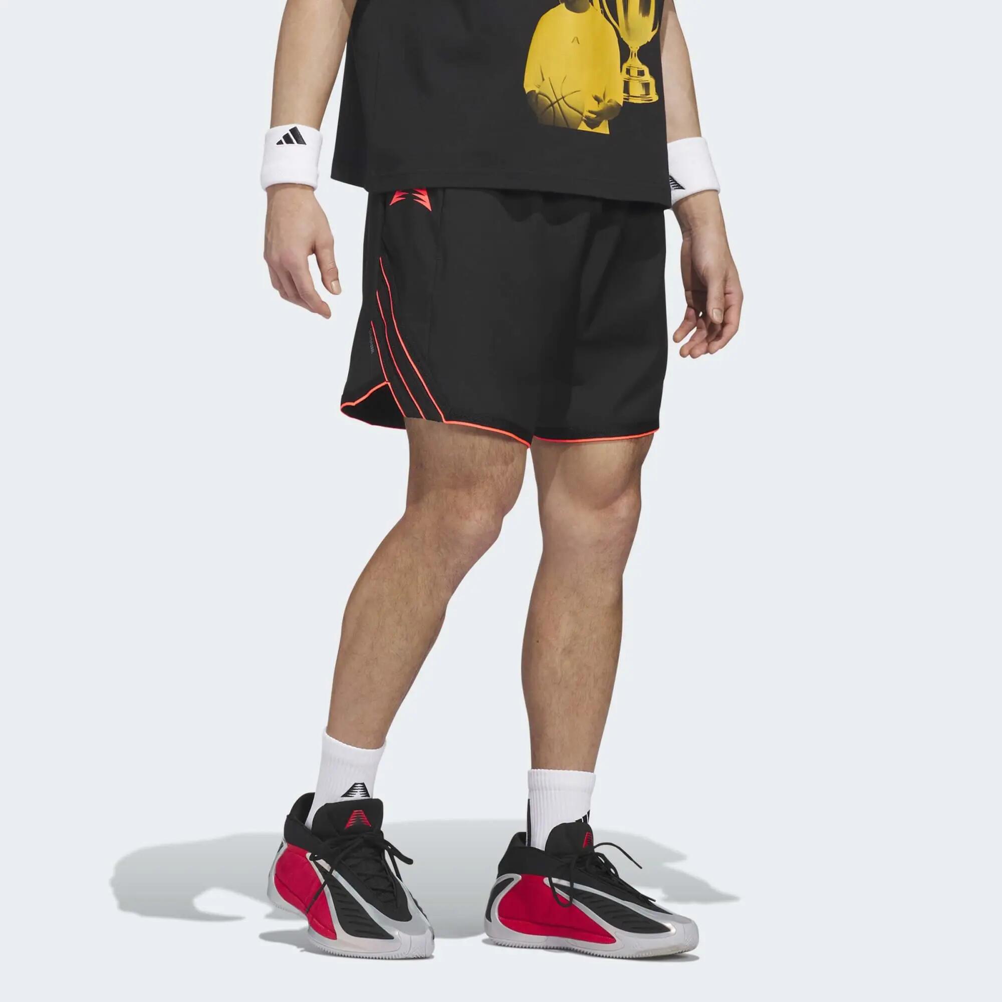 Short de Basketball Adulte - Anthony Edwards Believe That 2 noir et rouge 6/7