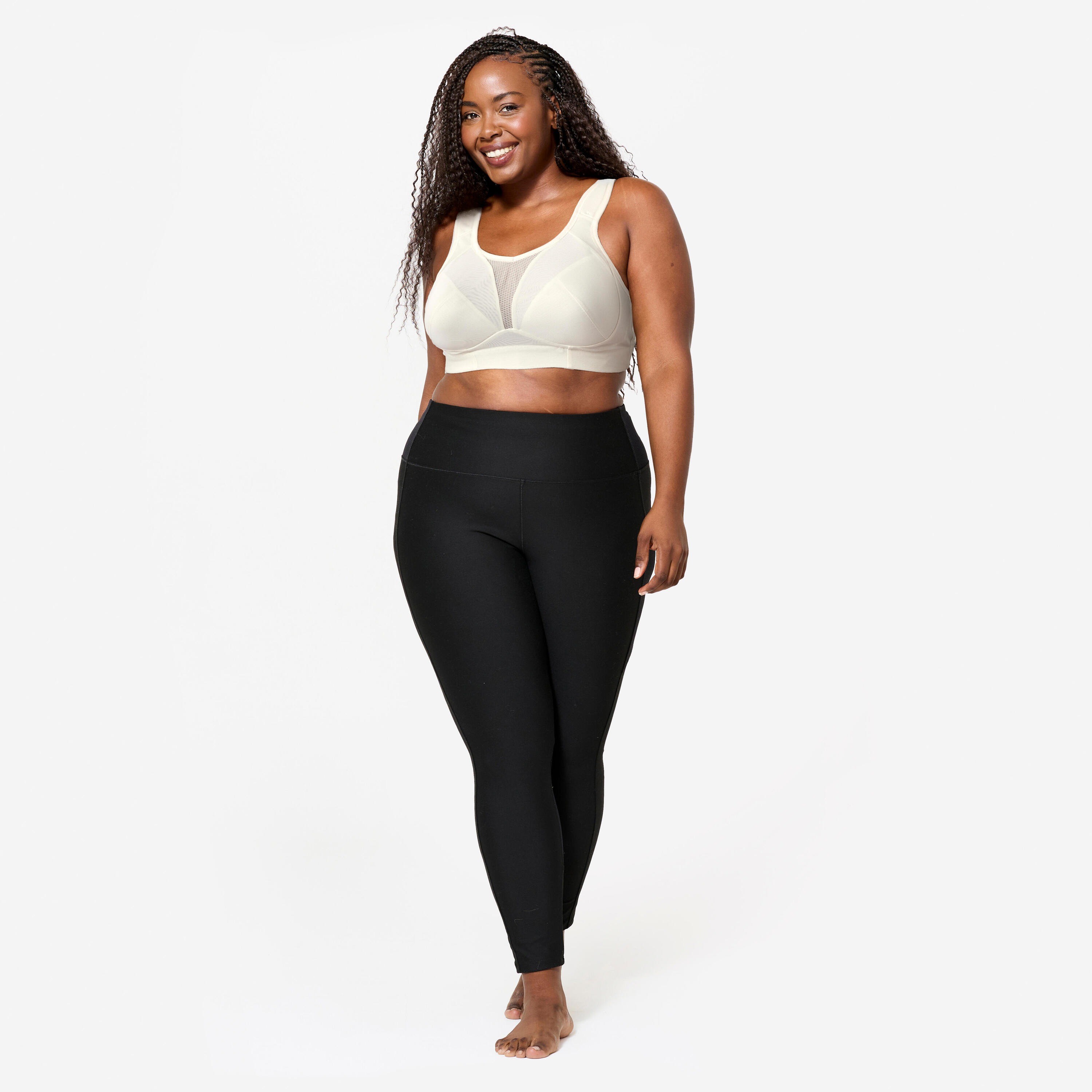 Reggiseno sportivo donna palestra traspirante coppa E-H sostegno alto bianco 2/6