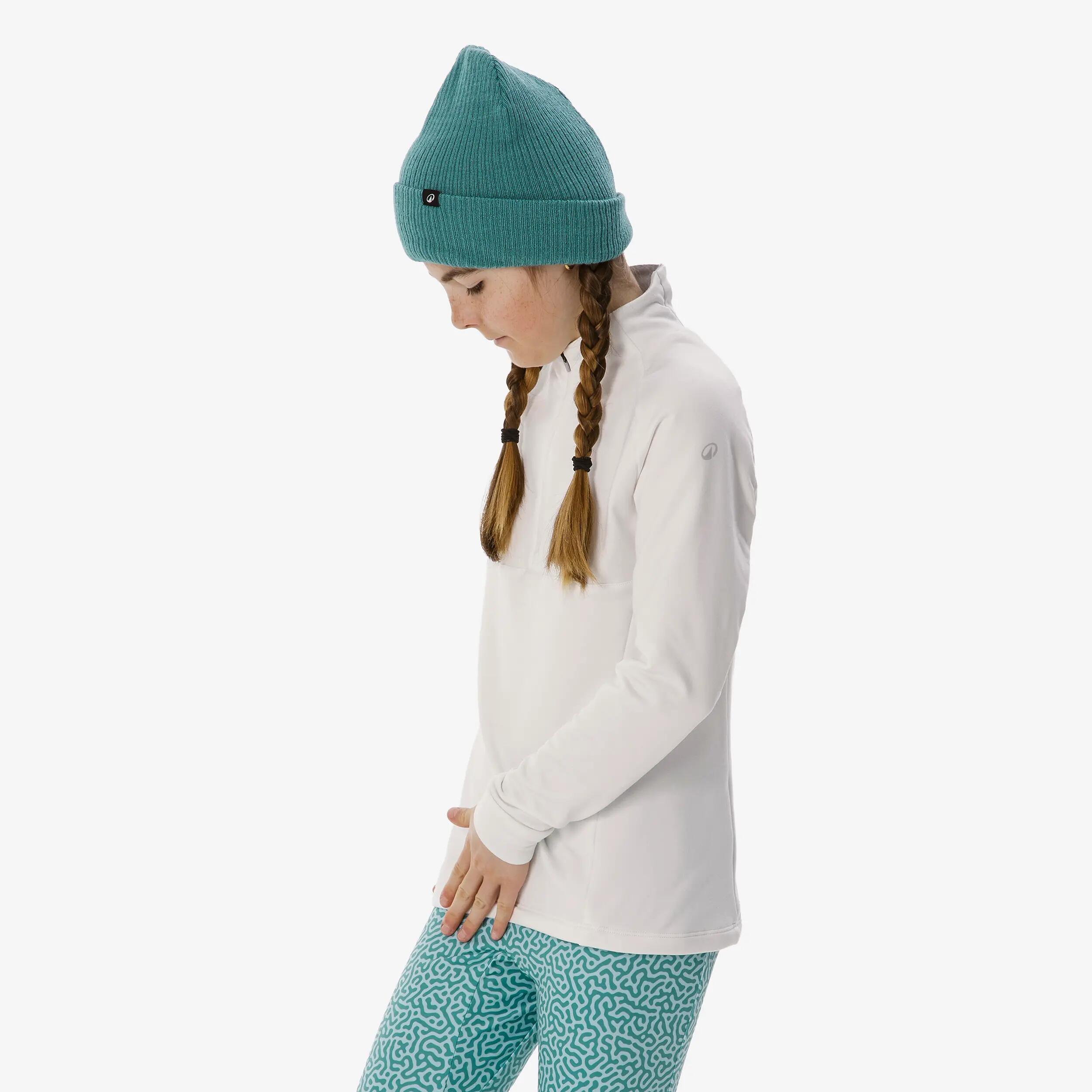 Maglia termica sci bambino 500 1/2 ZIP bianca 7/11