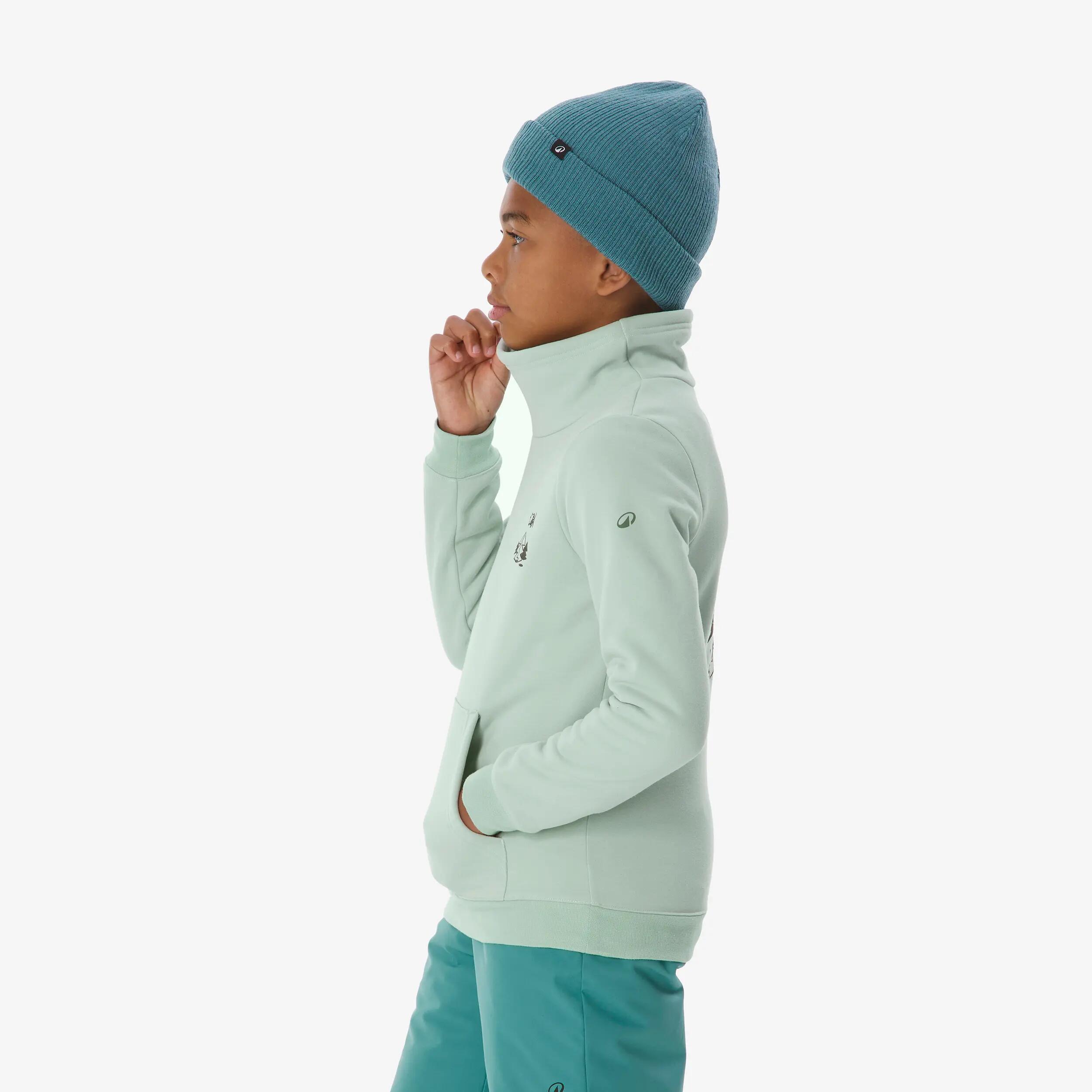 Sweat de ski et snowboard enfant 6-14 ans, 100 vert graph 10/17
