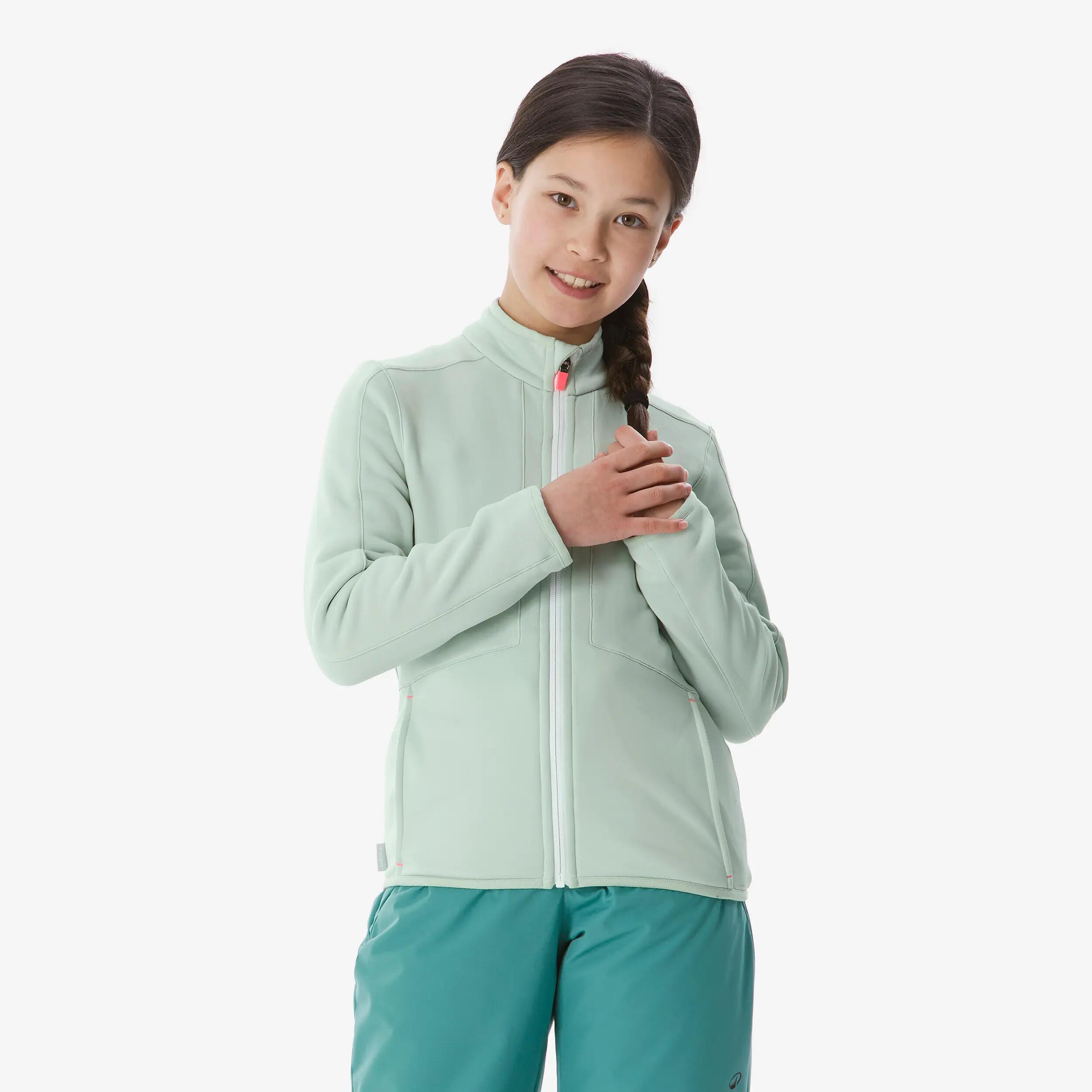 Sous-veste de ski chaude enfant 5-13 ans, MID 500 zip vert 3/13