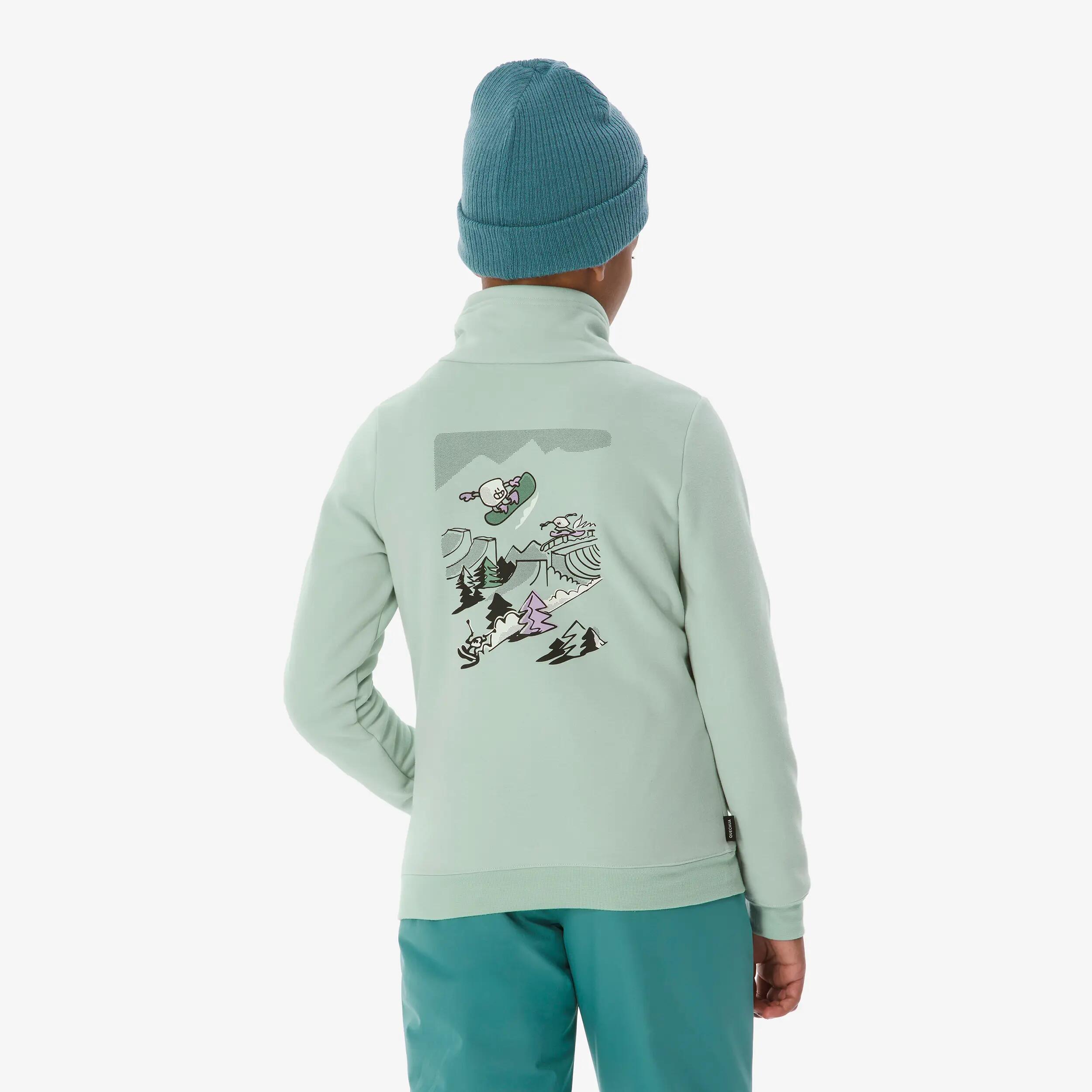 Sweat de ski et snowboard enfant 6-14 ans, 100 vert graph 12/17