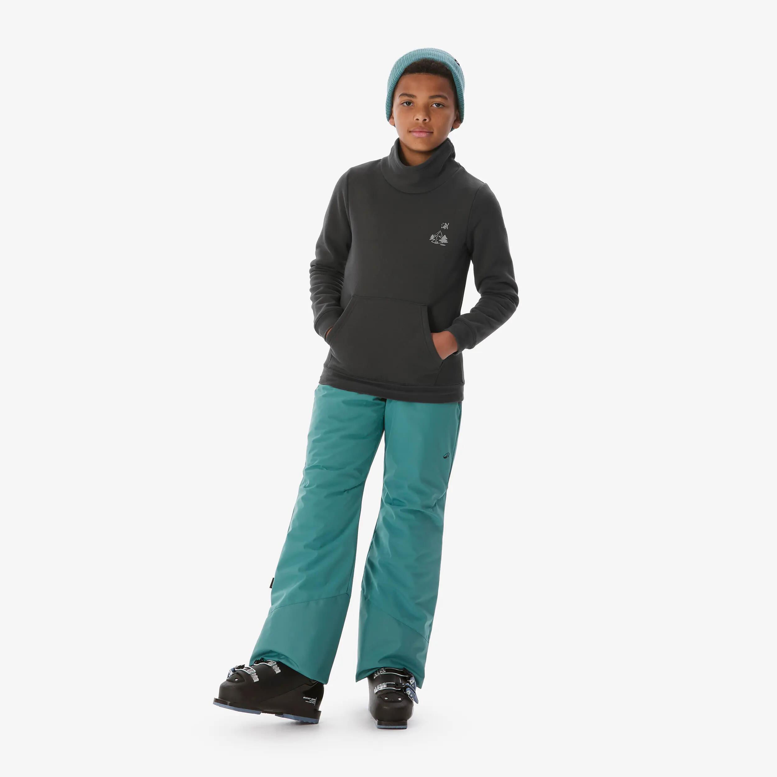 Sweater voor skiën en snowboarden kinderen 6-14 jaar 100 grijs met motief 7/19
