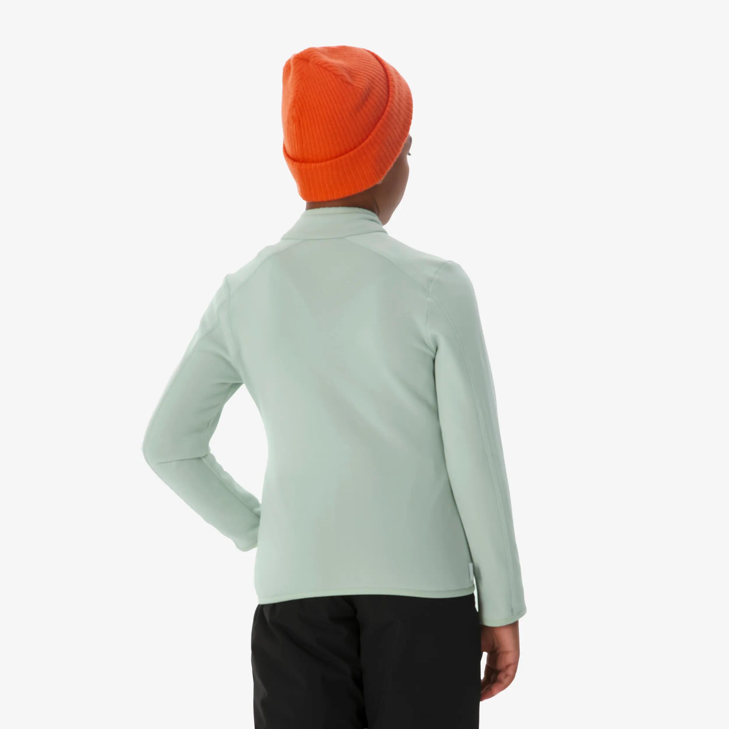Sous-veste de ski chaude enfant 5-13 ans, MID 500 zip vert 9/13