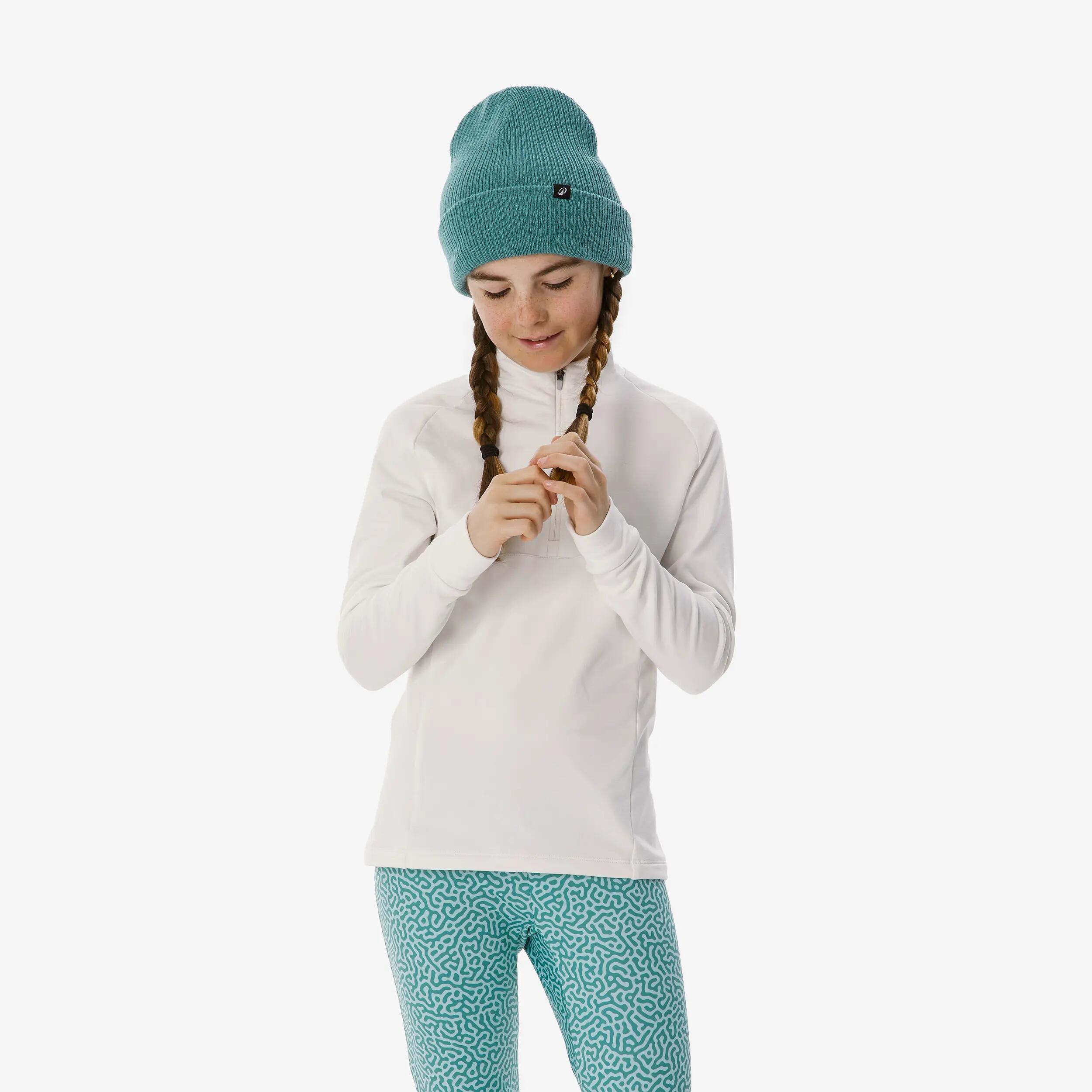 Maglia termica sci bambino 500 1/2 ZIP bianca 2/11