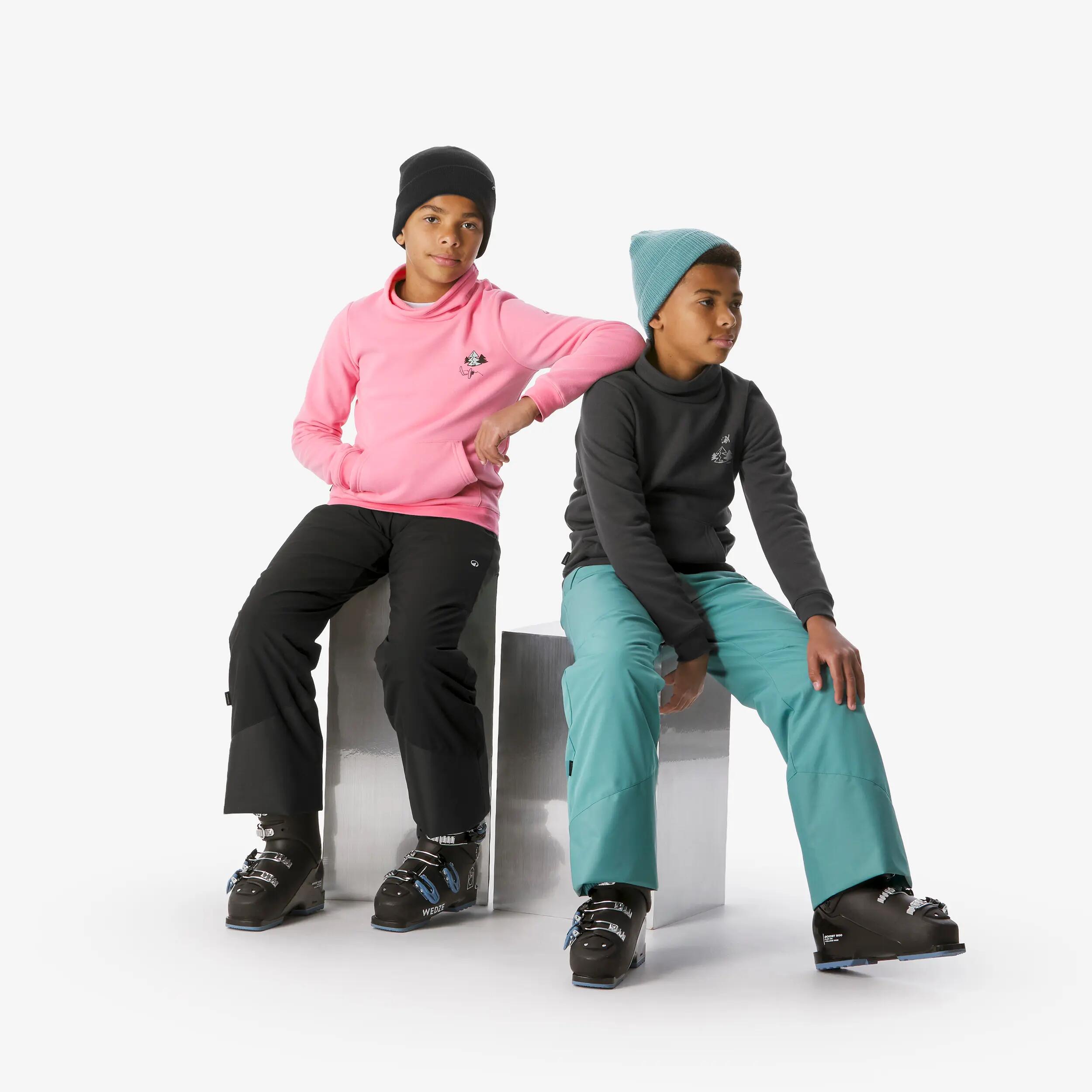 Sweater voor skiën en snowboarden kinderen 6-14 jaar 100 grijs met motief 5/19