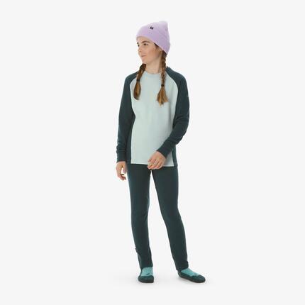 Sous-vêtement thermique de ski laine mérinos enfant 5-15 ans, BL 500 Wool vert