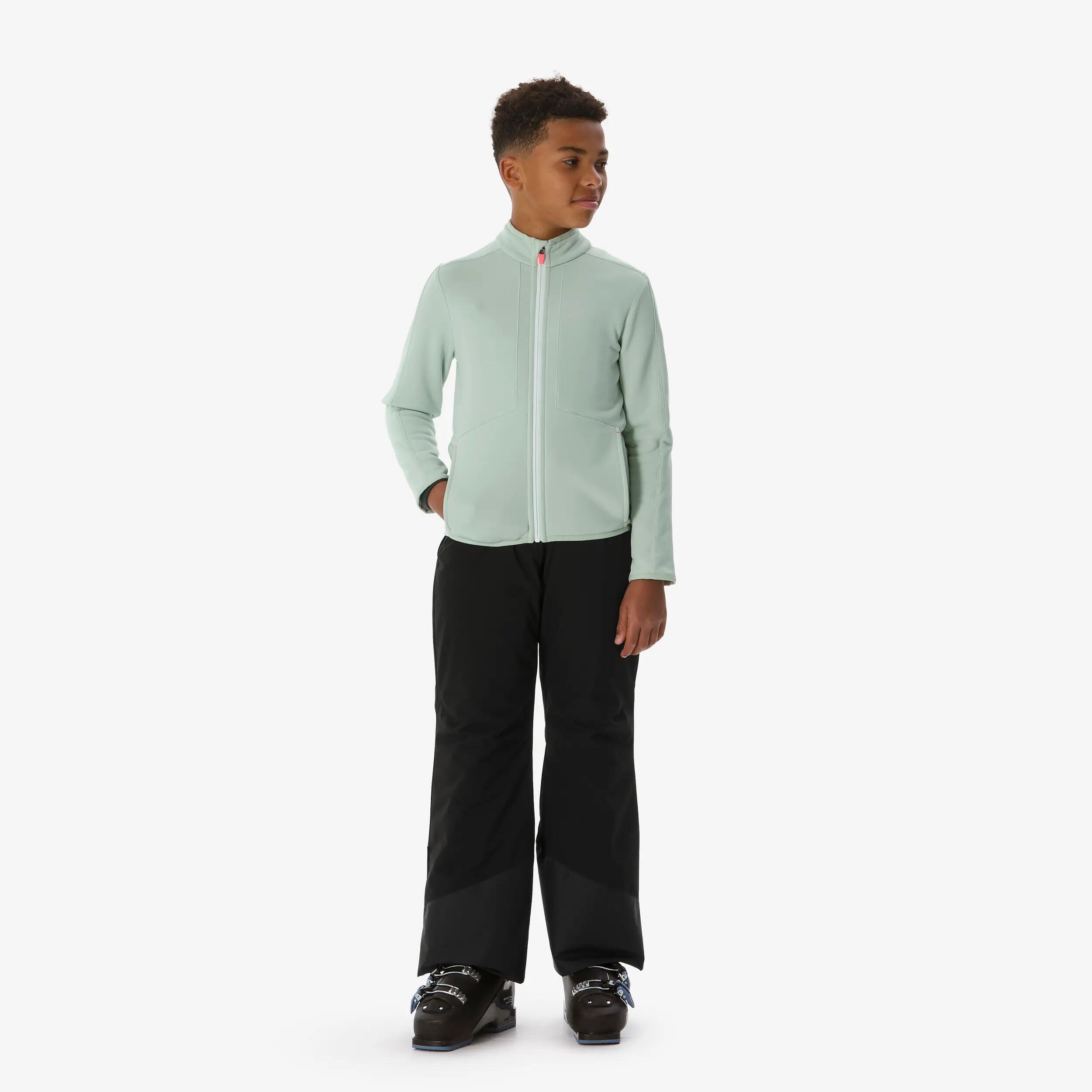 Sous-veste de ski chaude enfant 5-13 ans, MID 500 zip vert 6/13