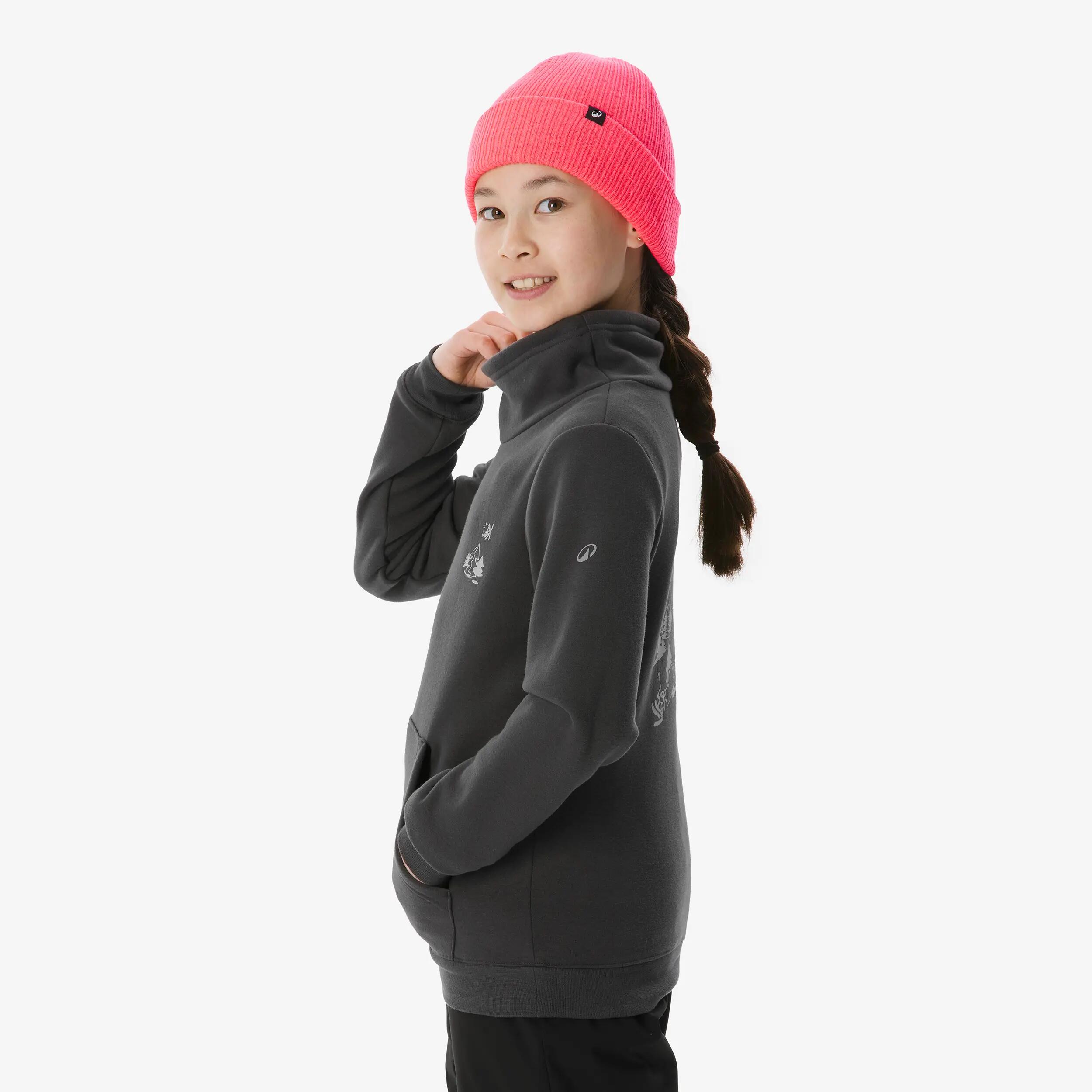 Sweater voor skiën en snowboarden kinderen 6-14 jaar 100 grijs met motief 13/19