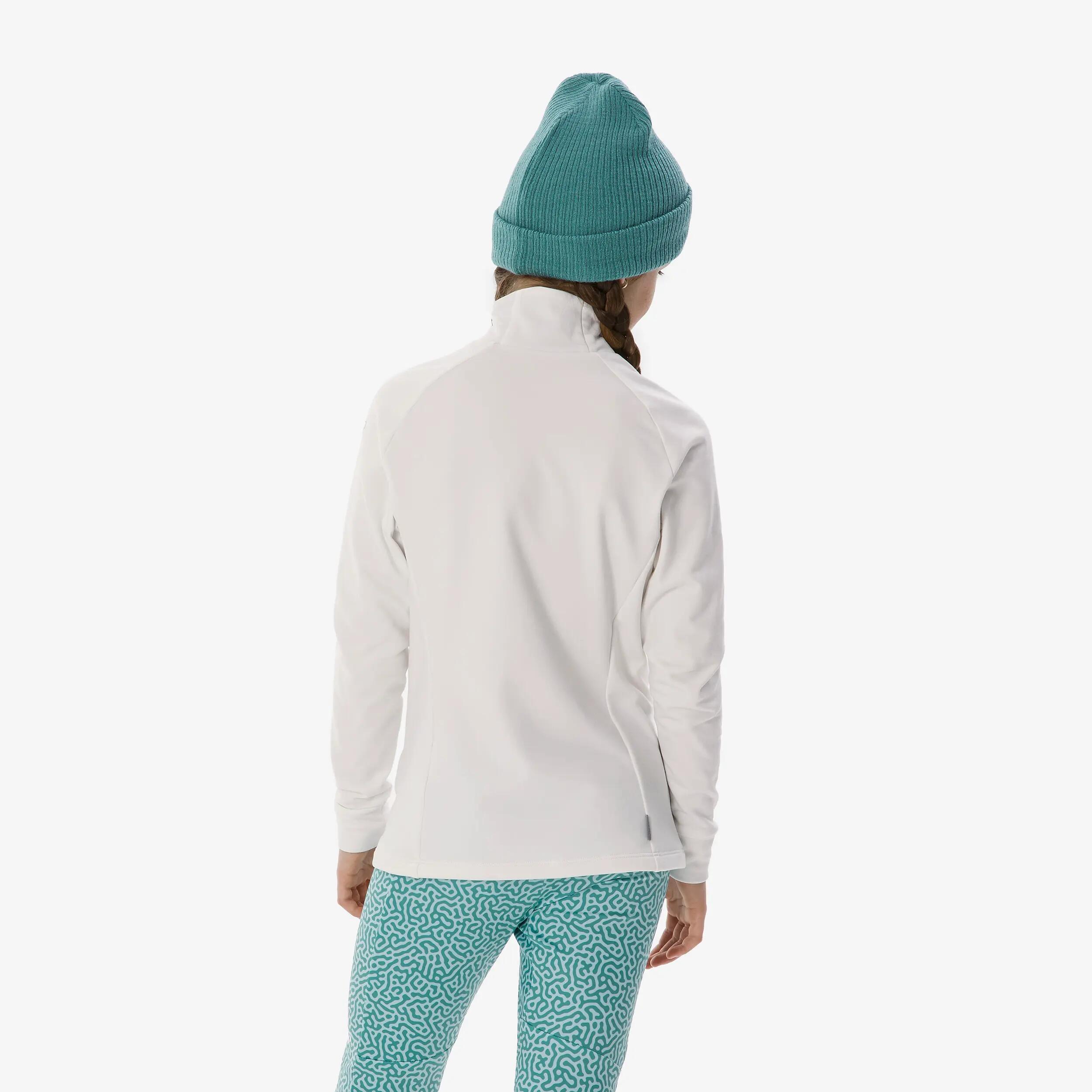 Maglia termica sci bambino 500 1/2 ZIP bianca 8/11