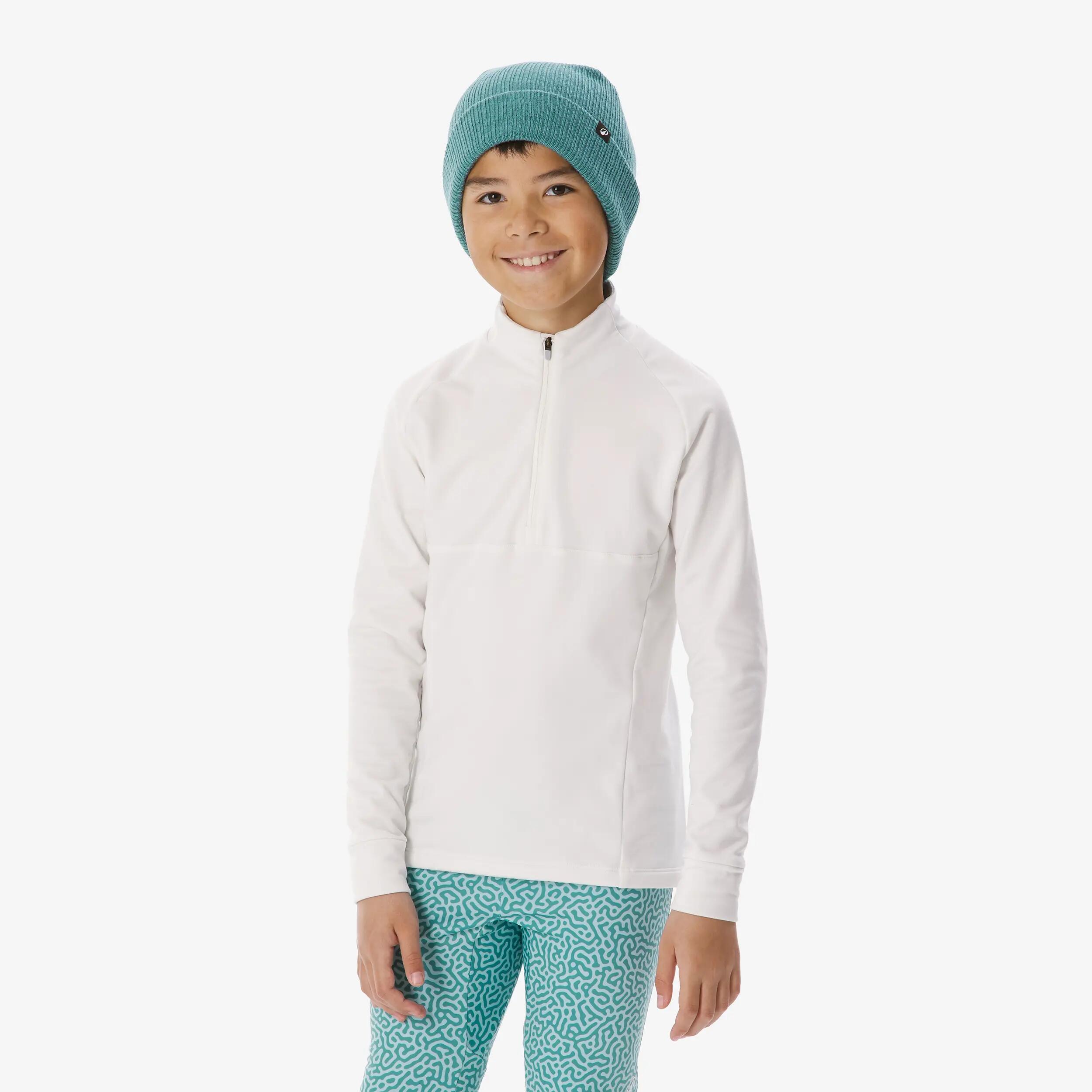 Maglia termica sci bambino 500 1/2 ZIP bianca 4/11