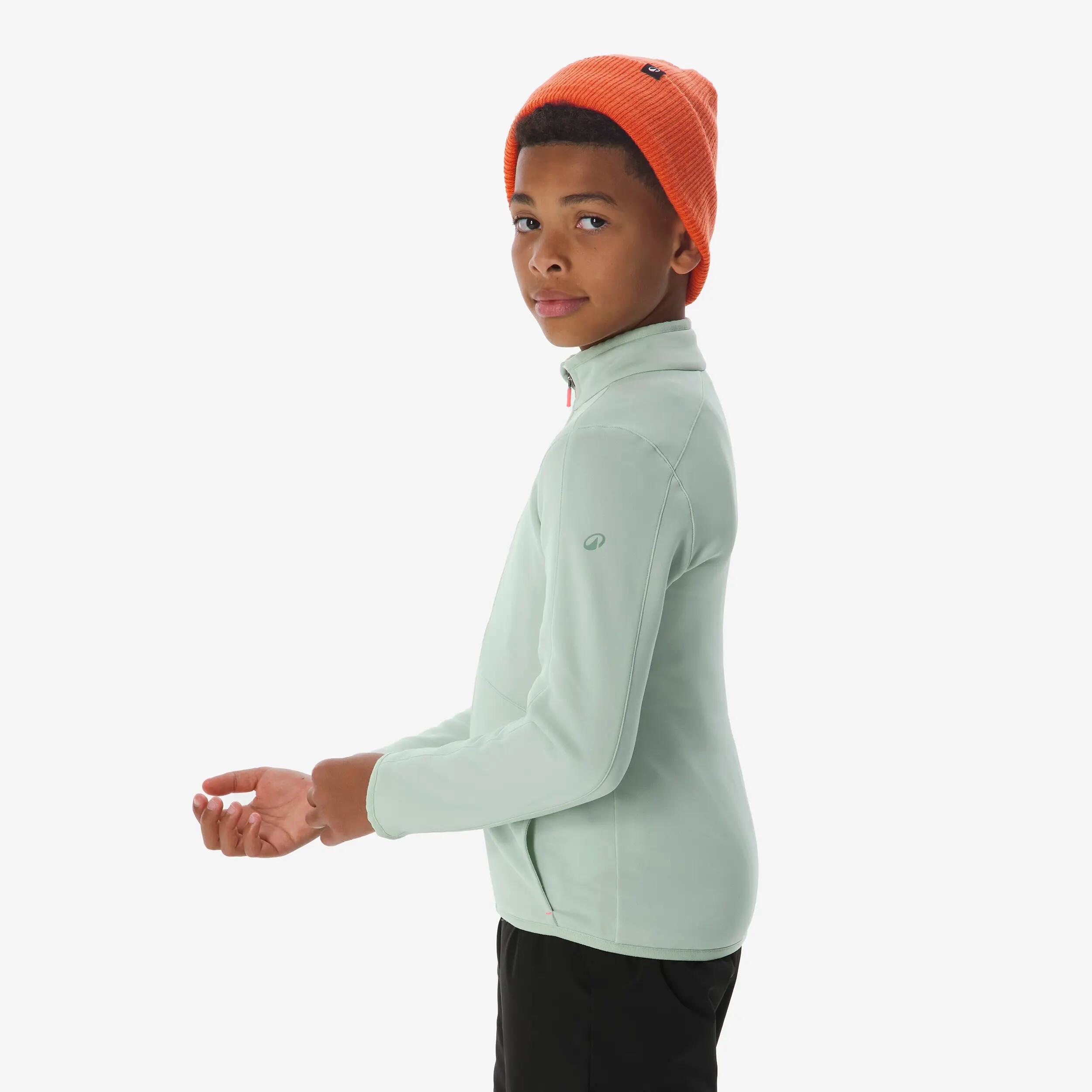 Sous-veste de ski chaude enfant 5-13 ans, MID 500 zip vert 8/13