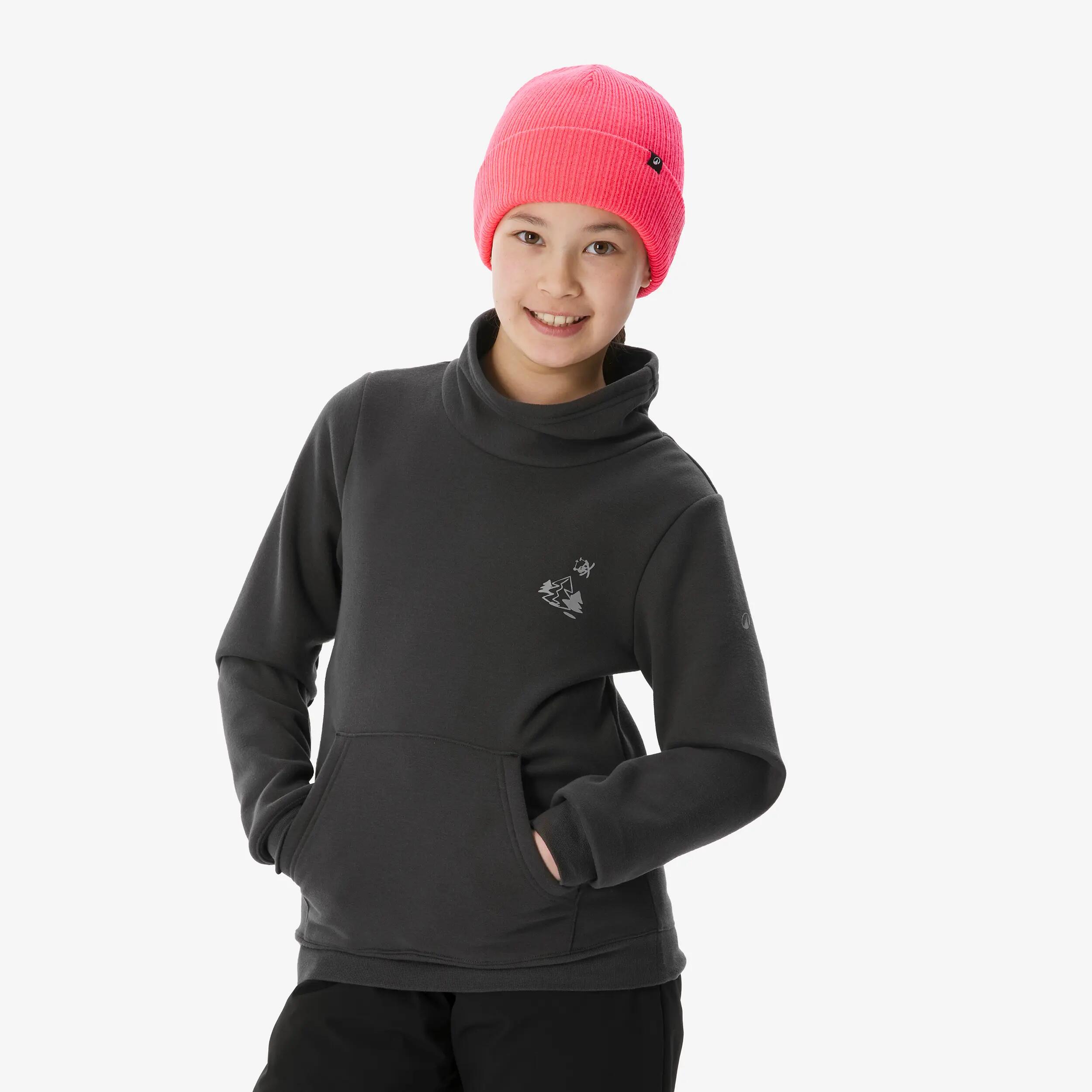 Sweater voor skiën en snowboarden kinderen 6-14 jaar 100 grijs met motief 4/19