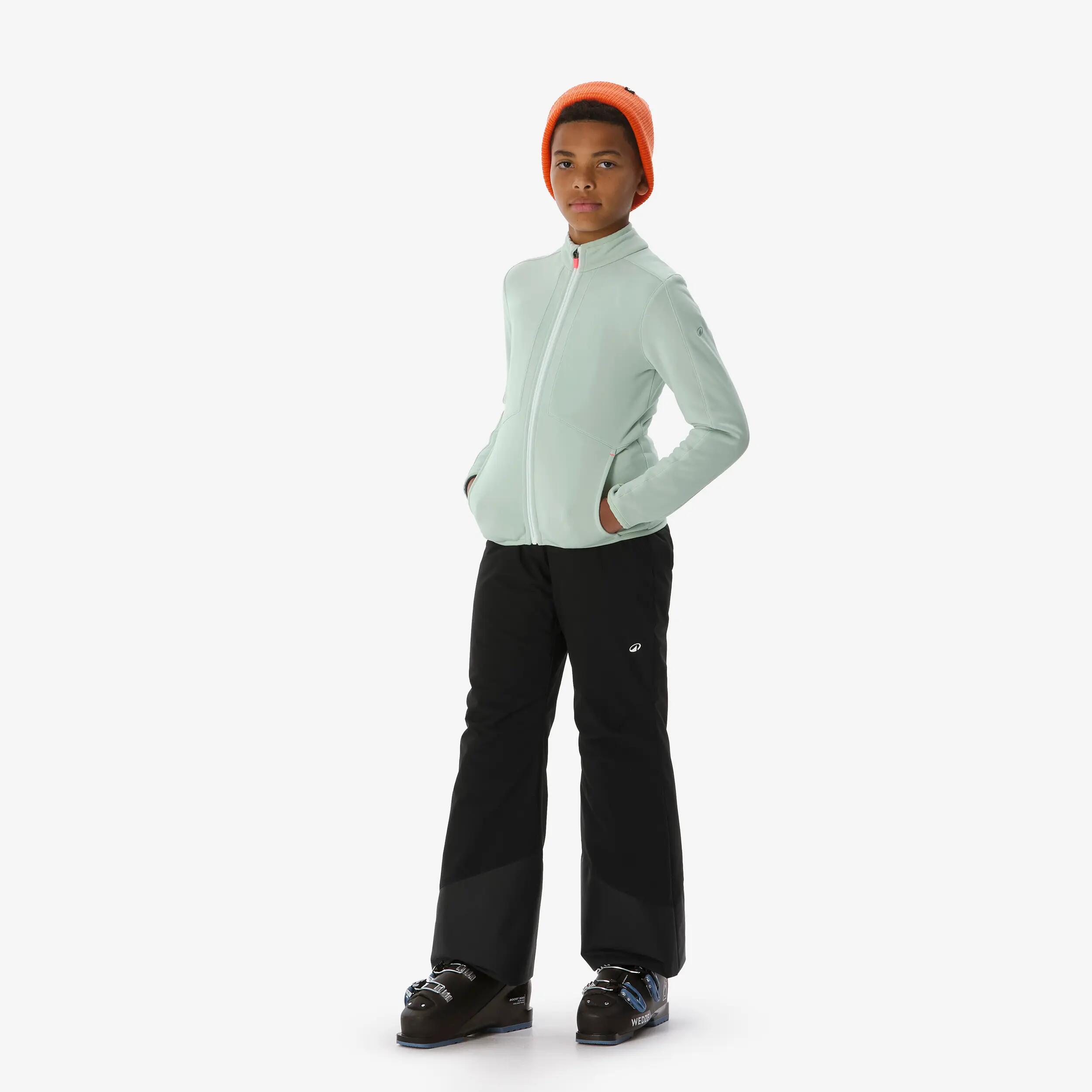 Sous-veste de ski chaude enfant 5-13 ans, MID 500 zip vert 7/13