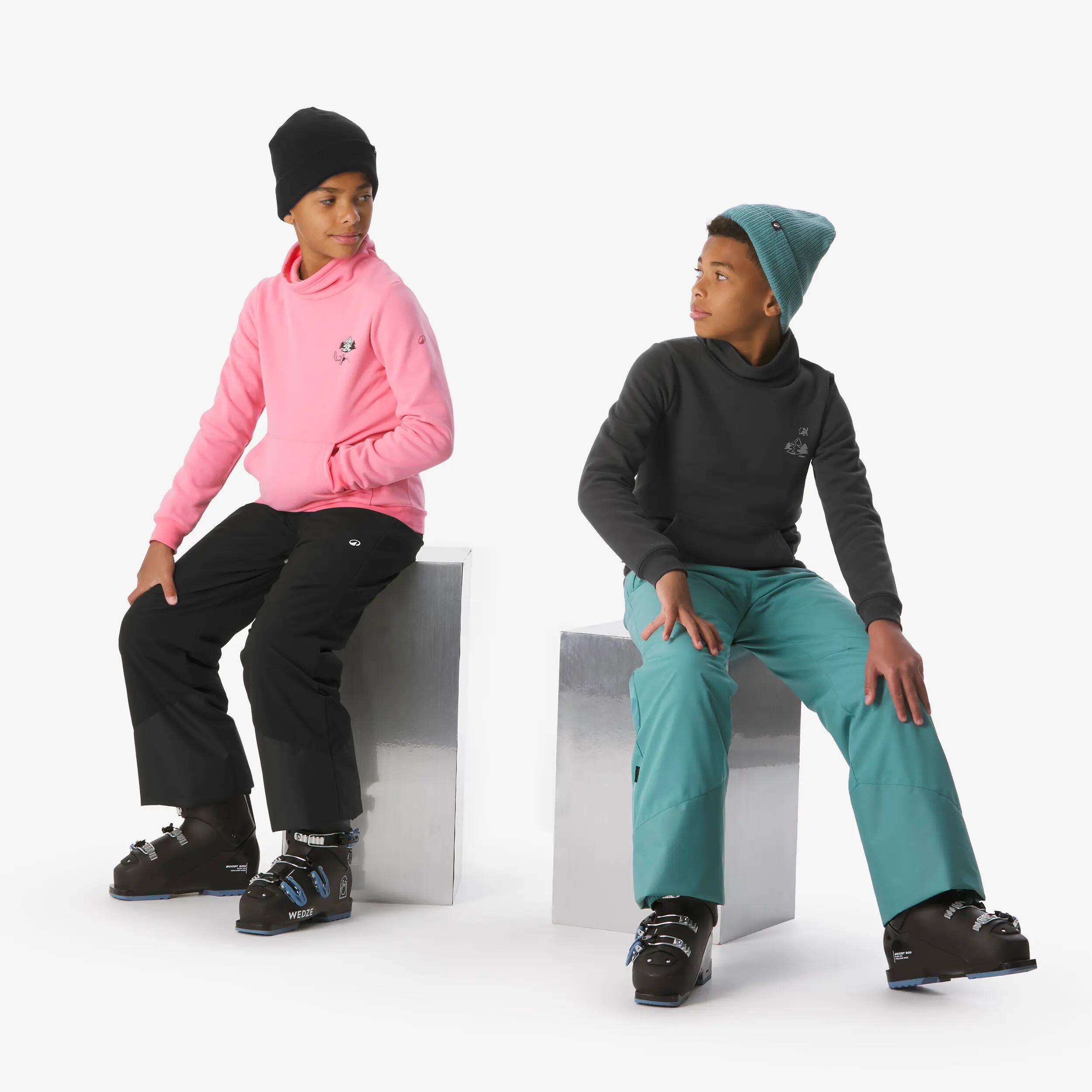 Sweater voor skiën en snowboarden kinderen 6-14 jaar 100 grijs met motief 3/19