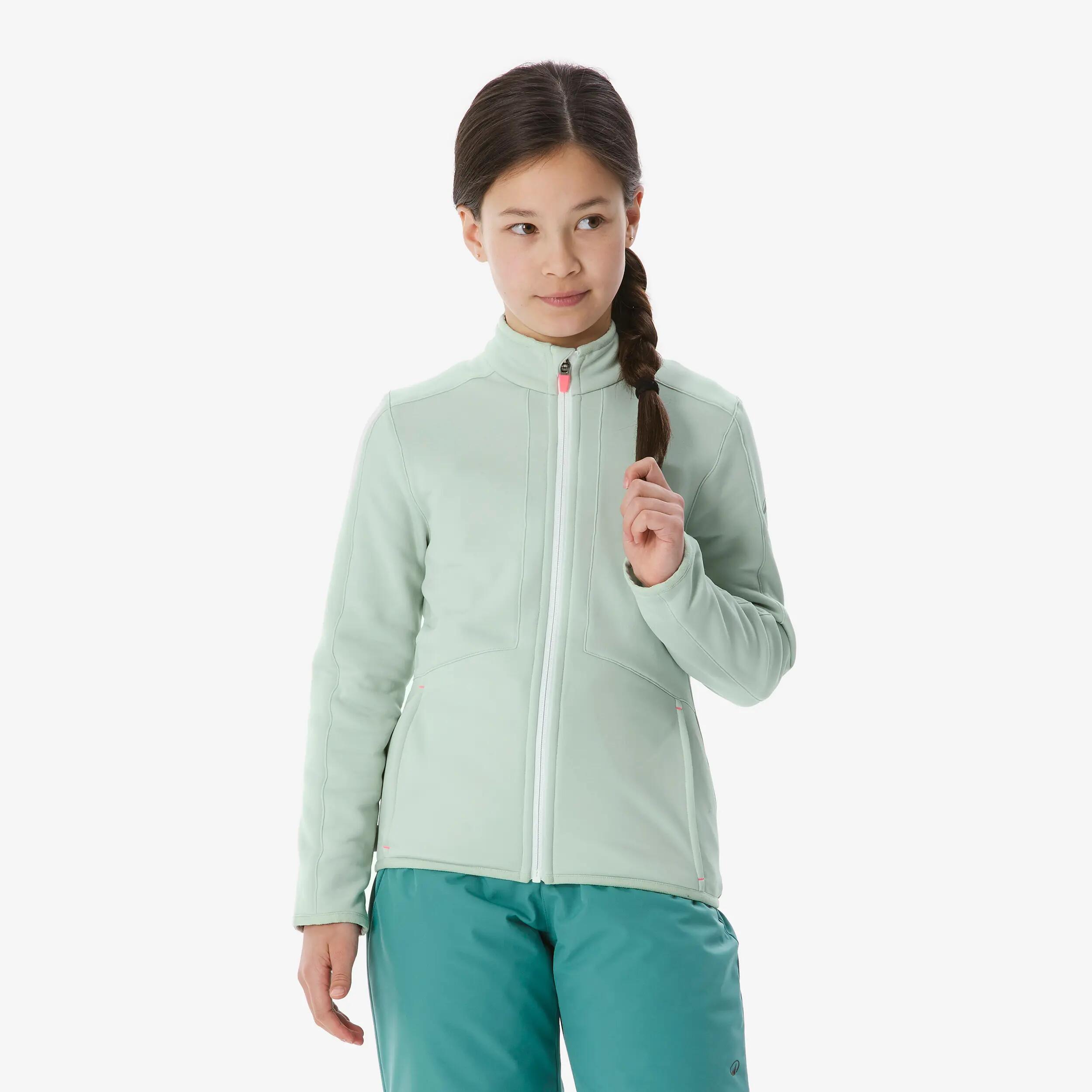 Sous-veste de ski chaude enfant 5-13 ans, MID 500 zip vert 4/13