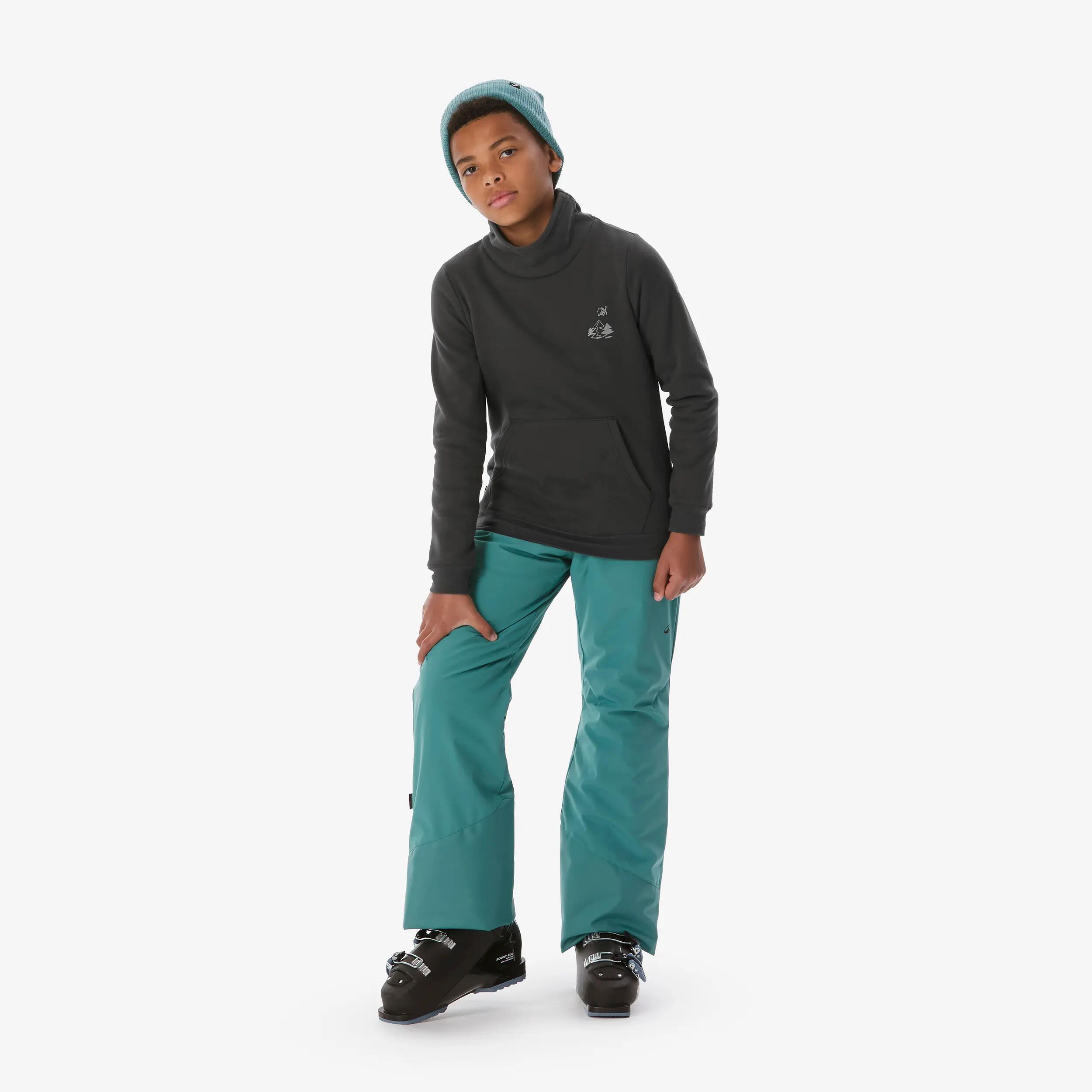 Sweater voor skiën en snowboarden kinderen 6-14 jaar 100 grijs met motief 8/19