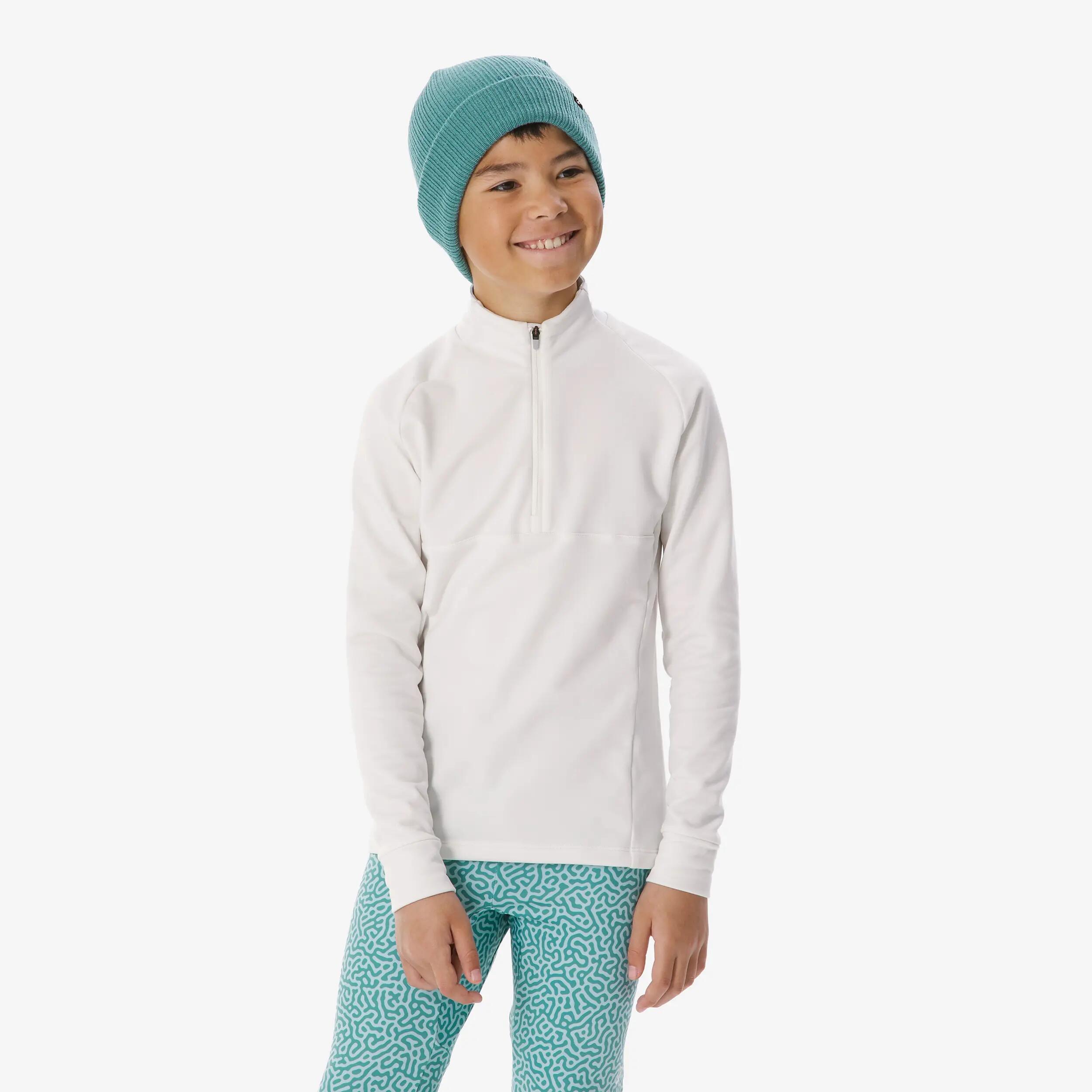 Maglia termica sci bambino 500 1/2 ZIP bianca 5/11
