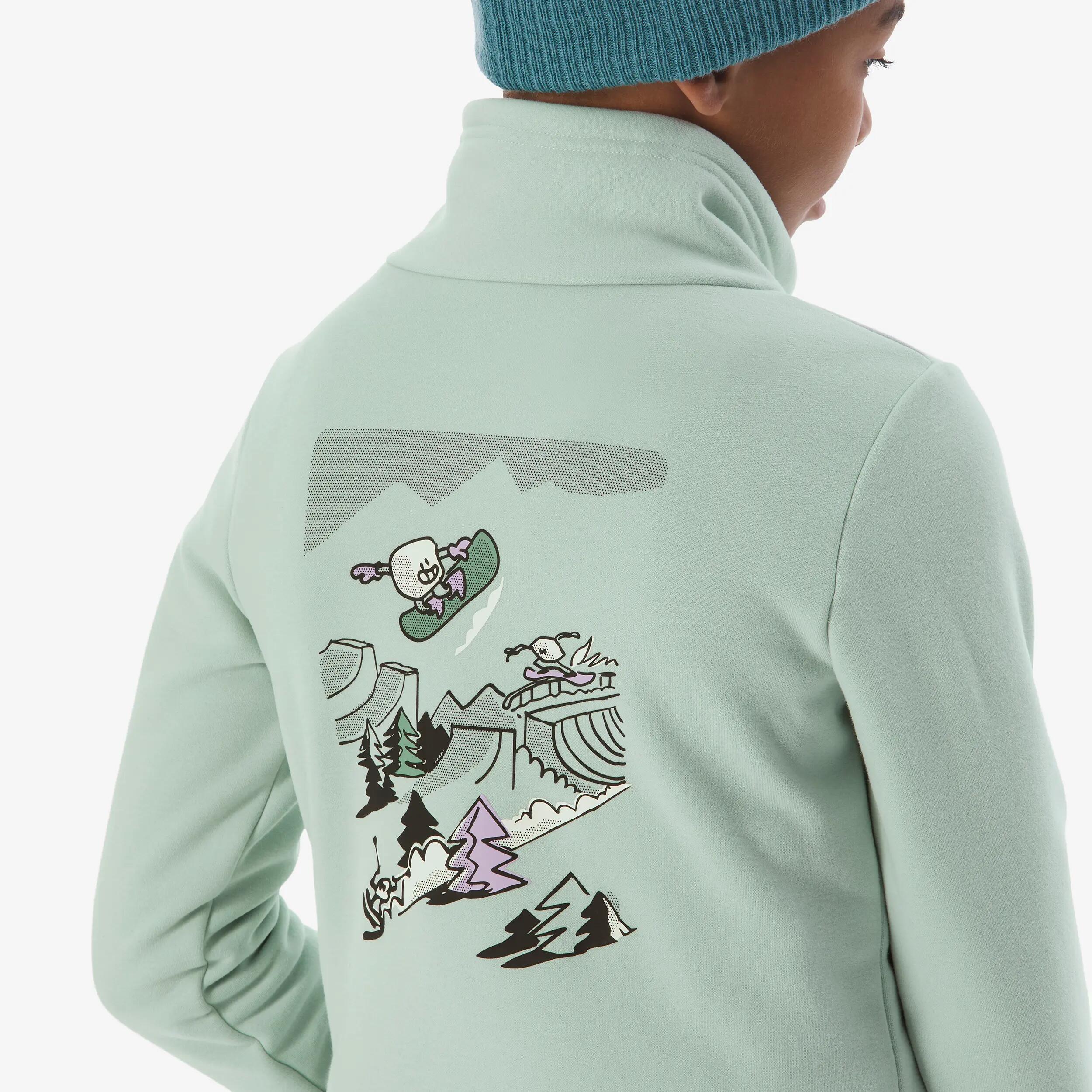 Sweat de ski et snowboard enfant 6-14 ans, 100 vert graph 6/17