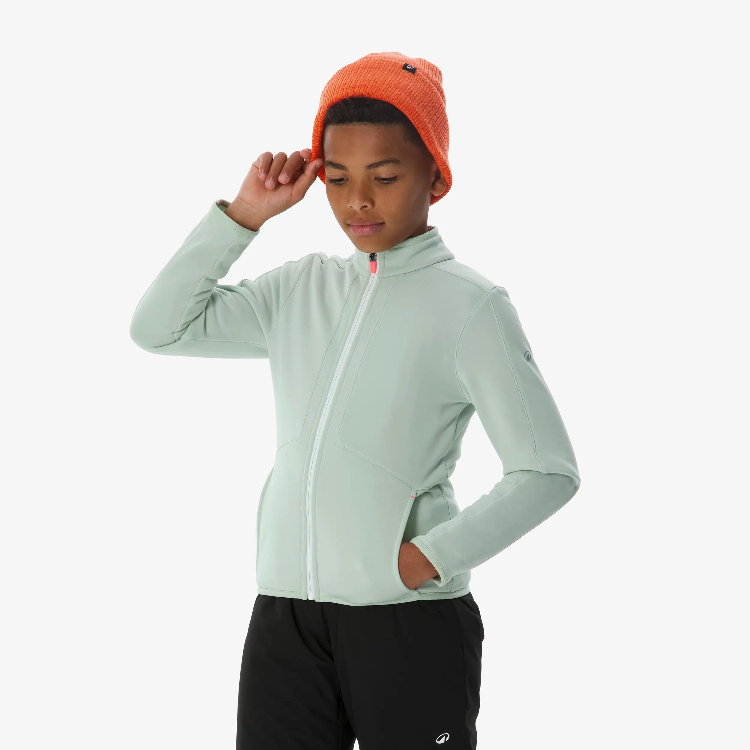 Sous-veste de ski chaude enfant 5-13 ans, MID 500 zip vert 2/13