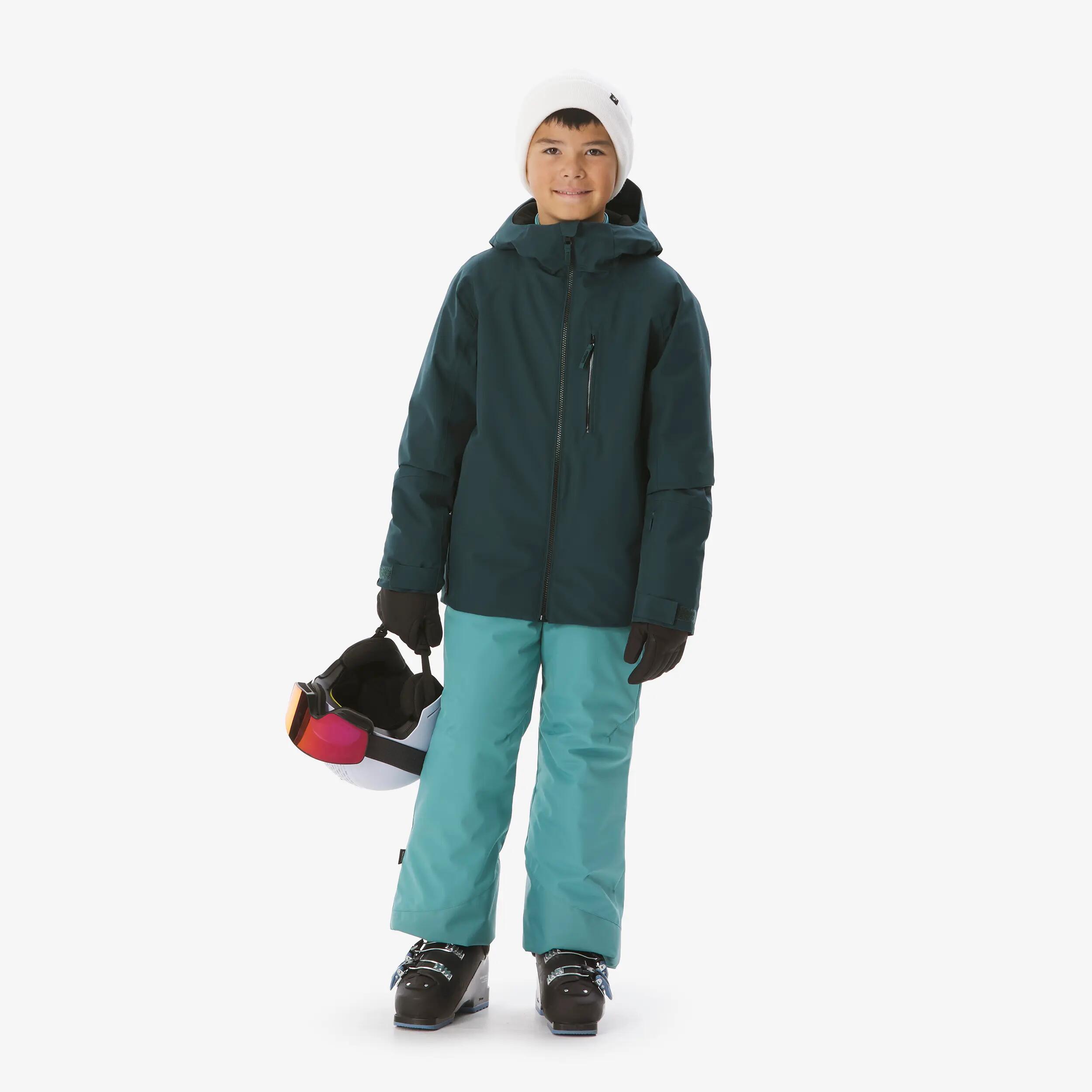 Casaco de Ski Quente e Impermeável Criança 6-14 anos 500 Verde Escuro 7/21