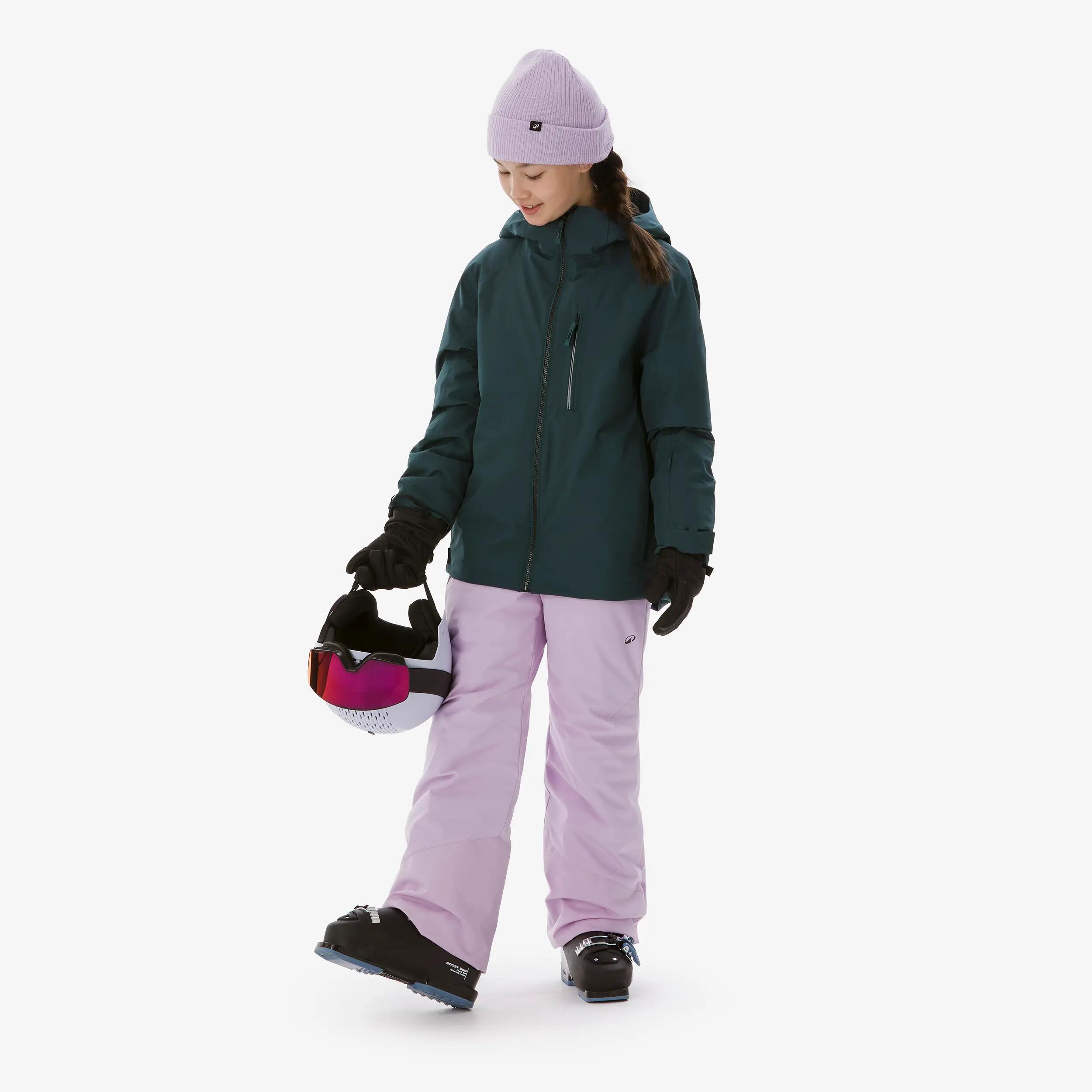 Casaco de Ski Quente e Impermeável Criança 6-14 anos 500 Verde Escuro 3/21