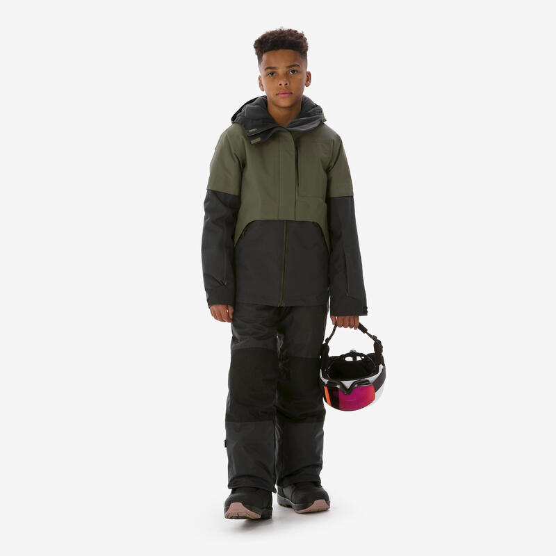 Geacă lungă și foarte rezistentă snowboard SNB 500 KAKI BĂIEȚI
