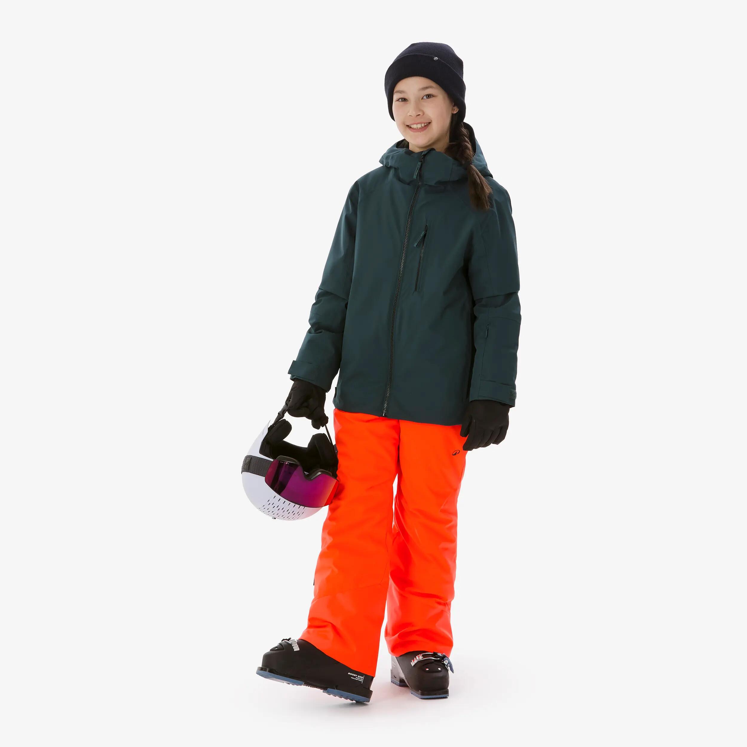 Casaco de Ski Quente e Impermeável Criança 6-14 anos 500 Verde Escuro 6/21