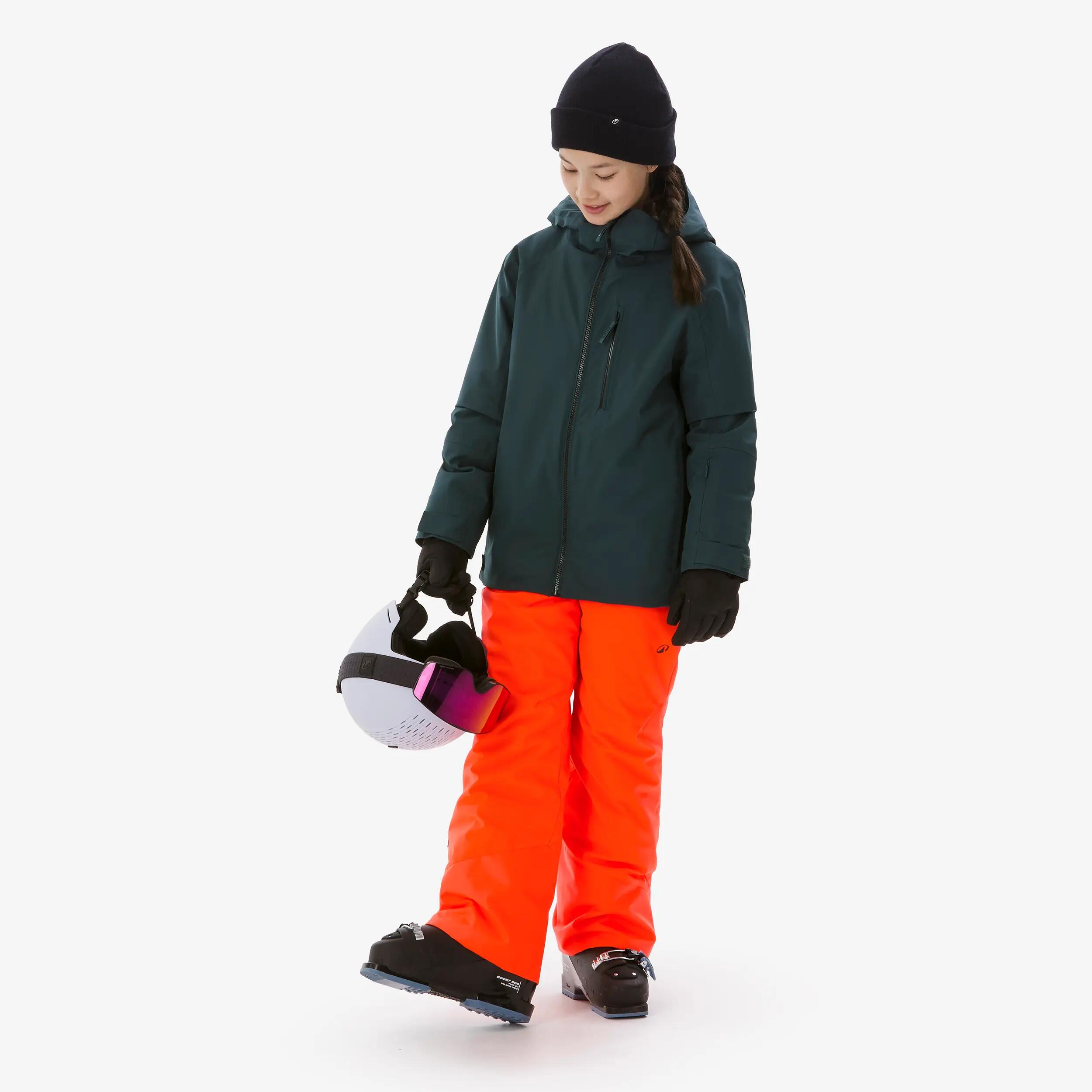 Casaco de Ski Quente e Impermeável Criança 6-14 anos 500 Verde Escuro 5/21